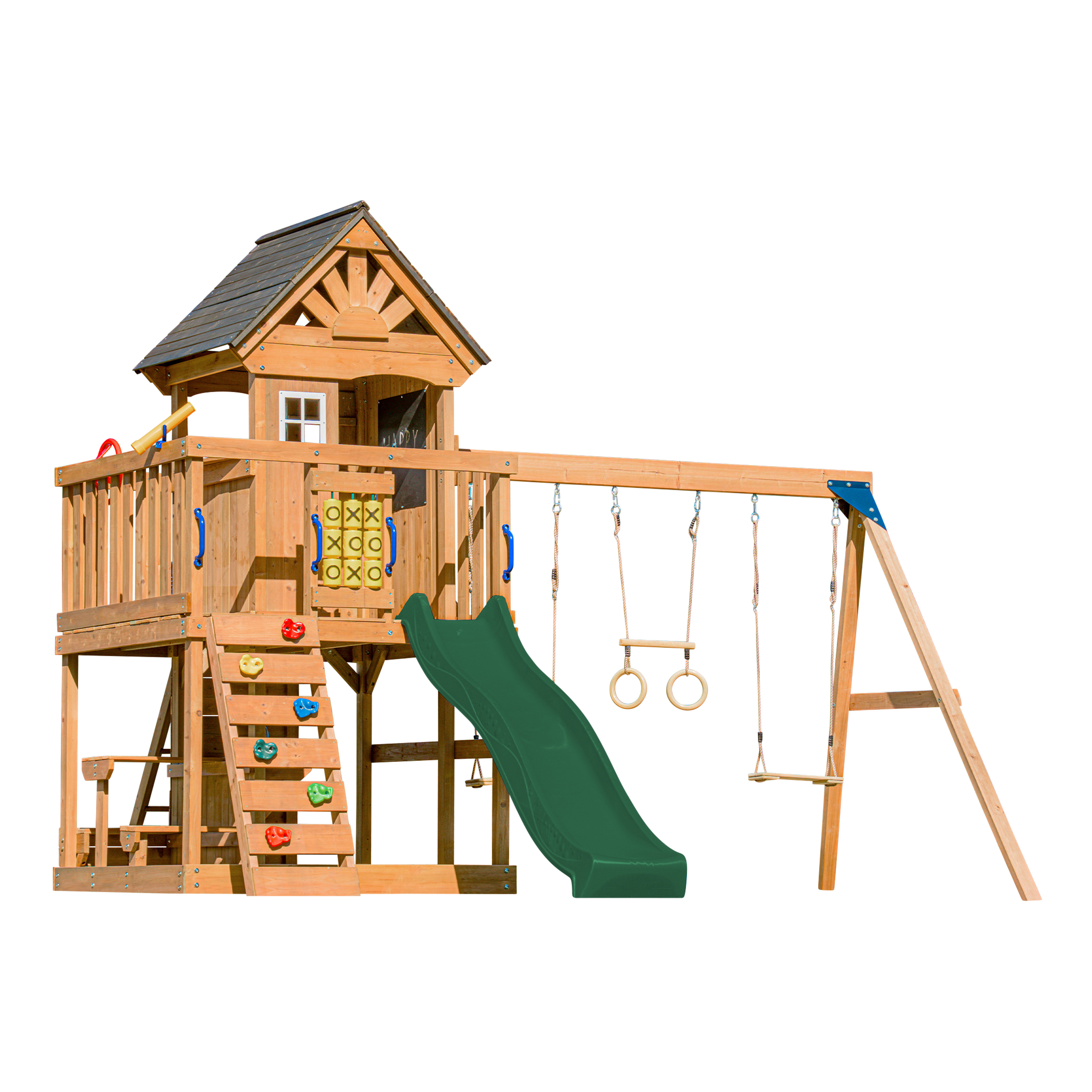 AXI Jack Climbing Frame with Double Swing and Trapeze – Green Slide