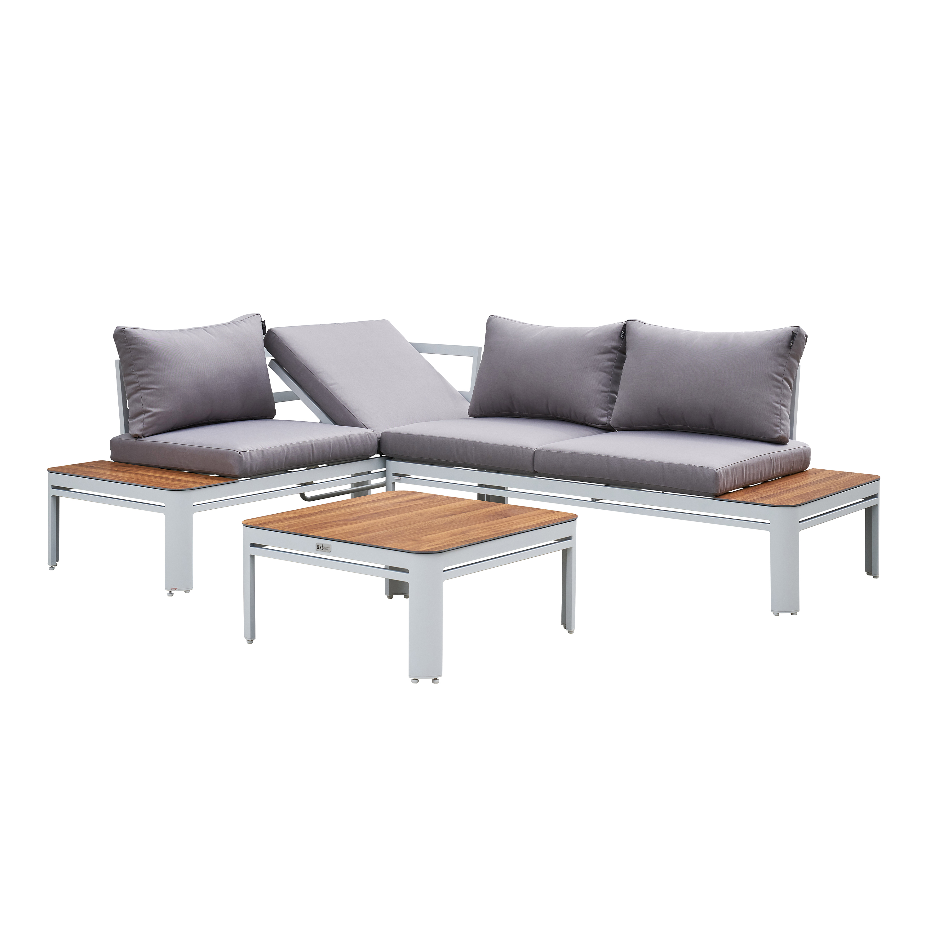 AXI Eos Lounge Set mit Gartenliege - Weiß und Holzoptik PSPC