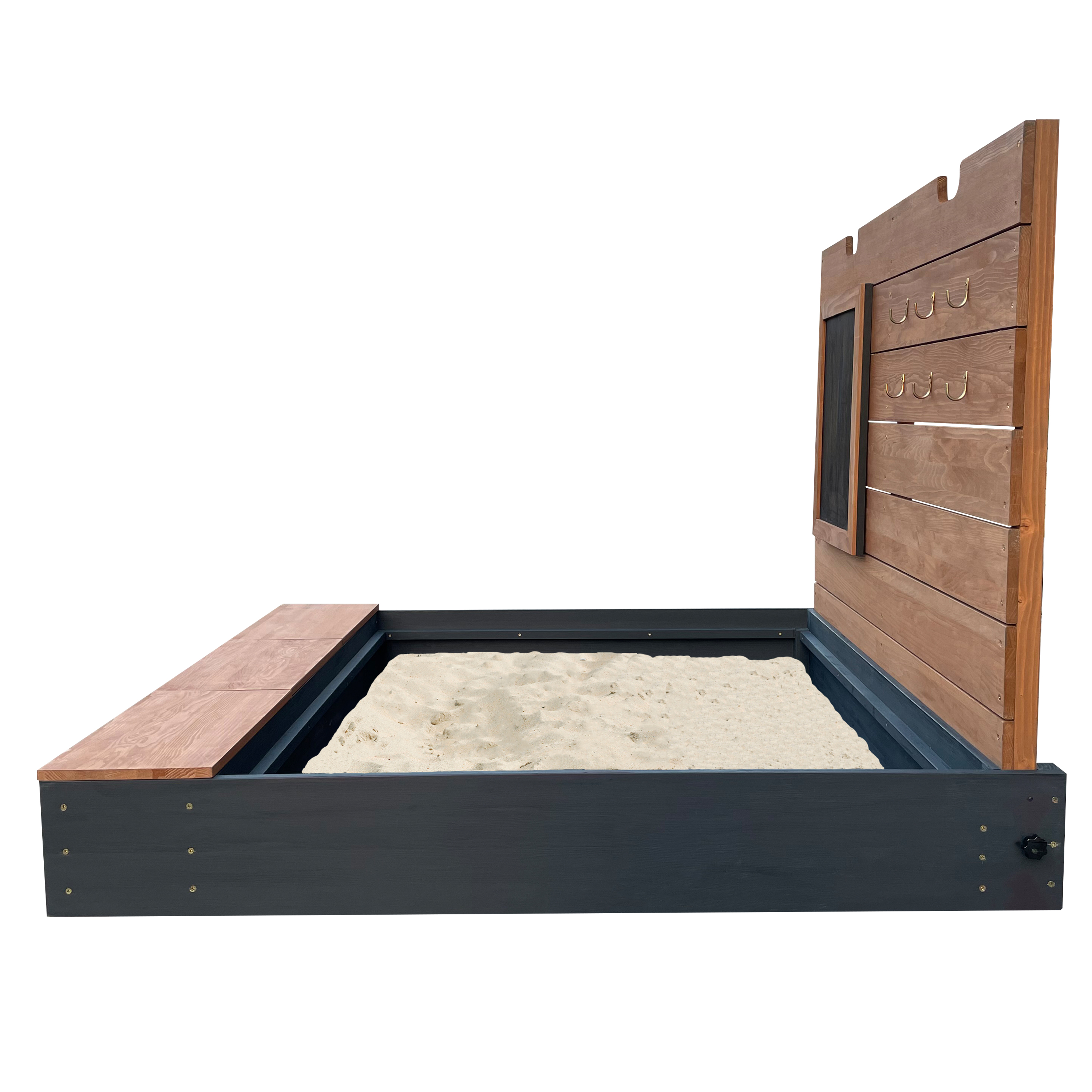 AXI Mandy XL sandbox 130 x 120 cm with storage and lid Anthracite/brown
