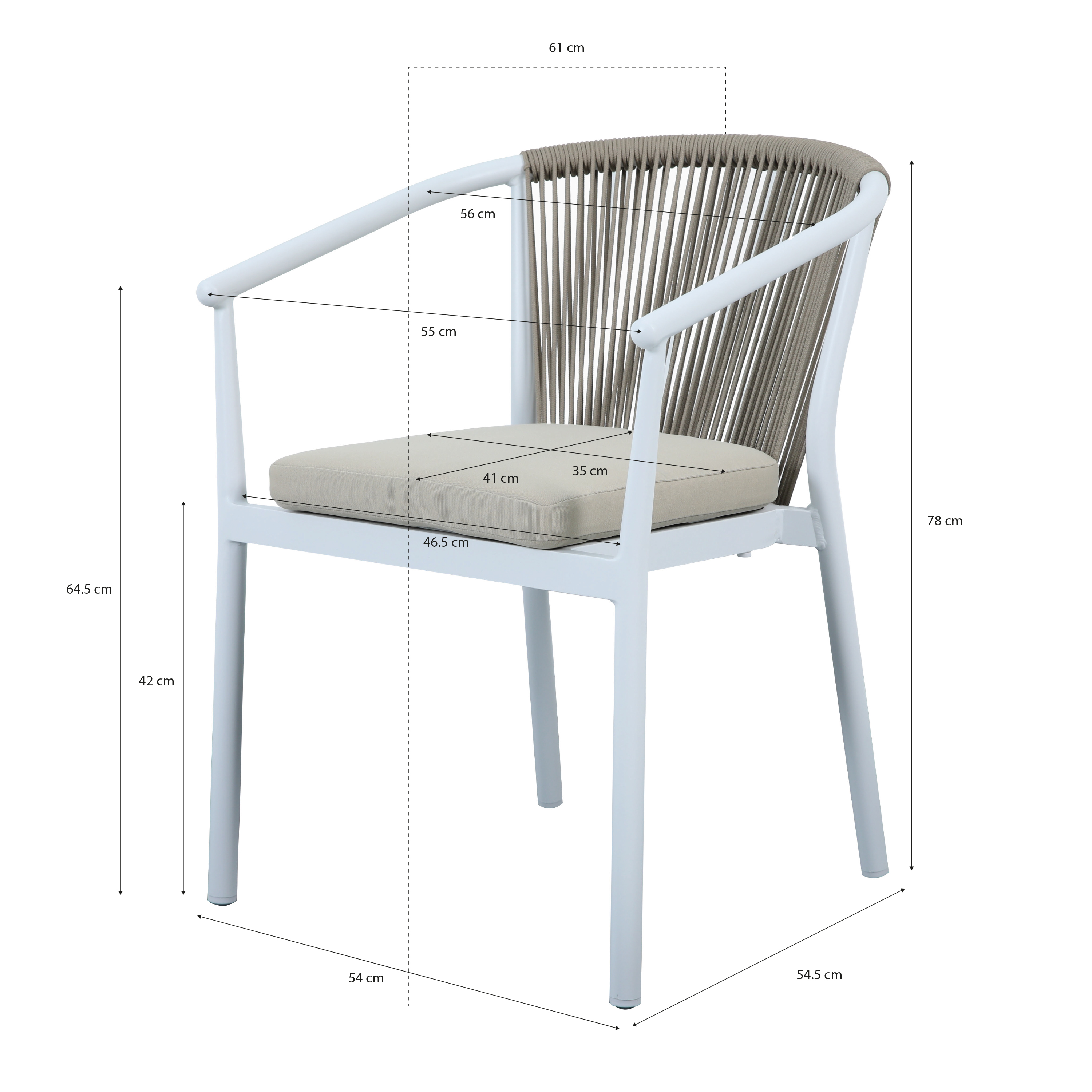 AXI Suvi Garden Set with 4 Chairs White with Teak-look Polywood