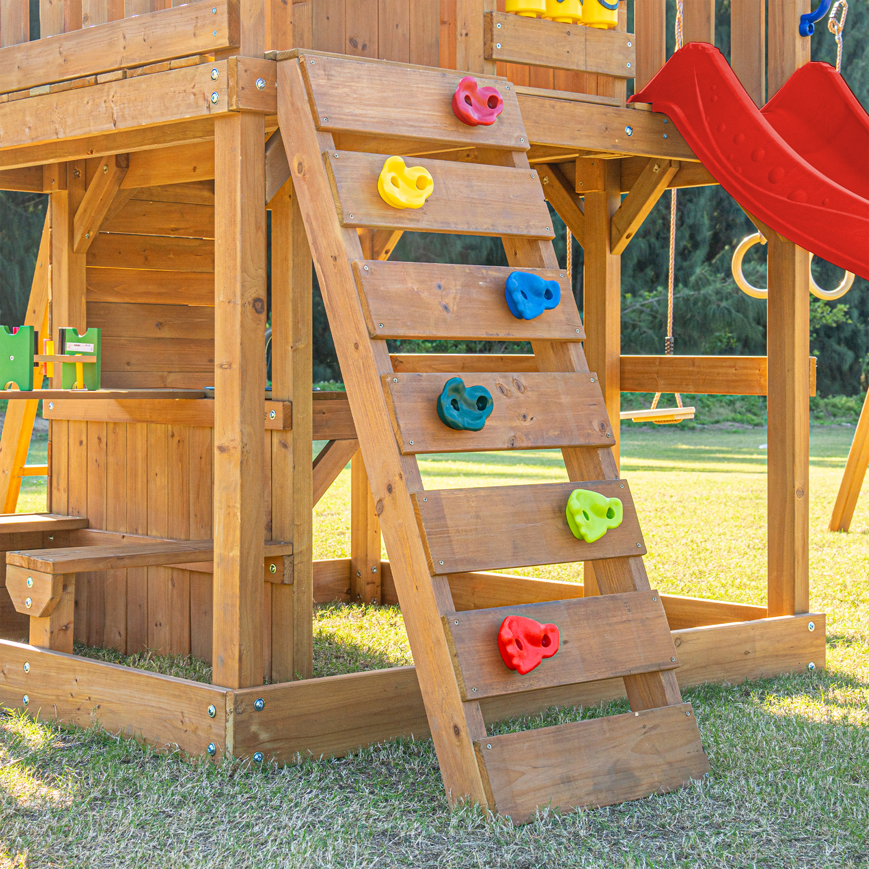 AXI Jack Climbing Frame with Double Swing and Trapeze – Red Slide