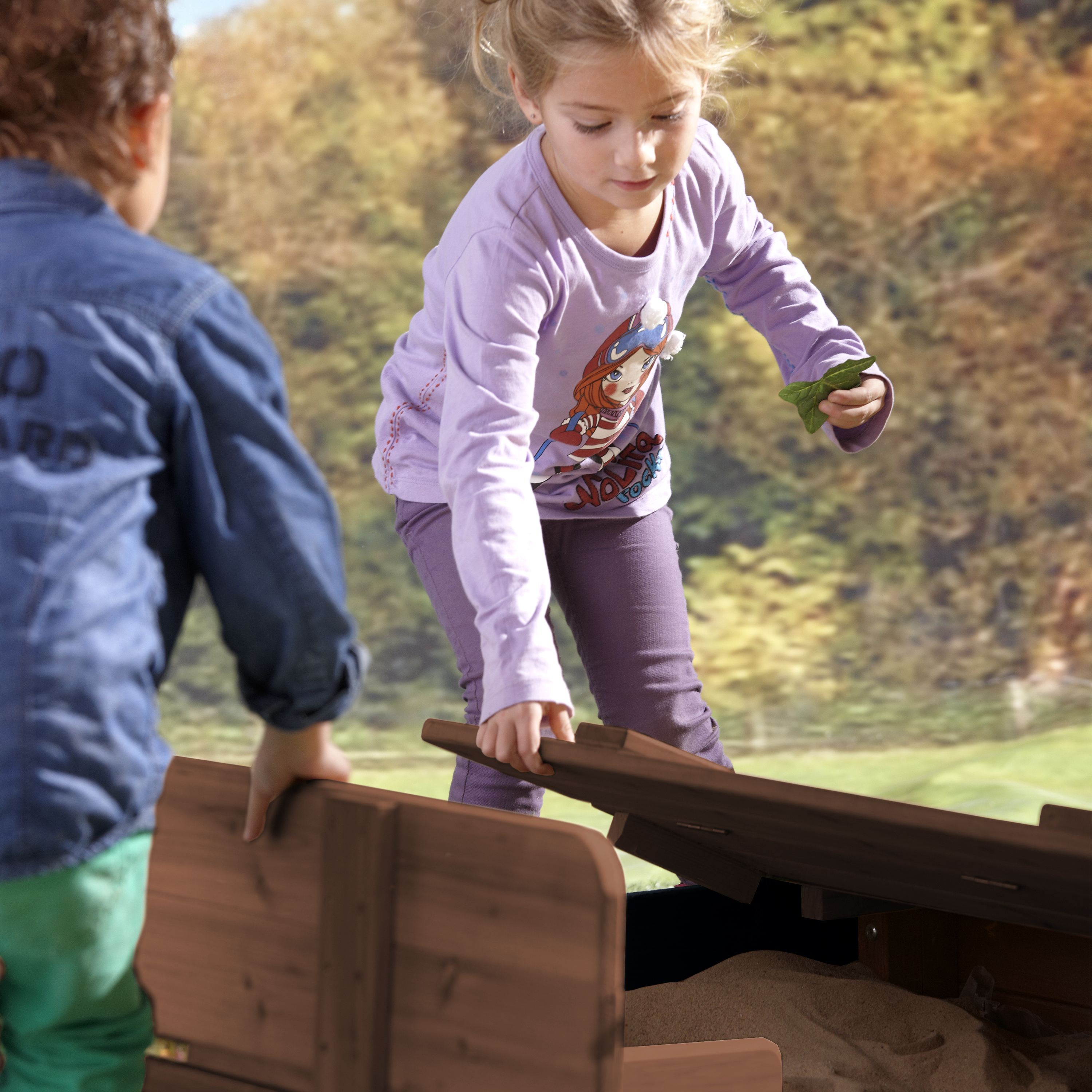 AXI Ella XL Sandbox - 120 x 120 cm - Anthracite/Brown