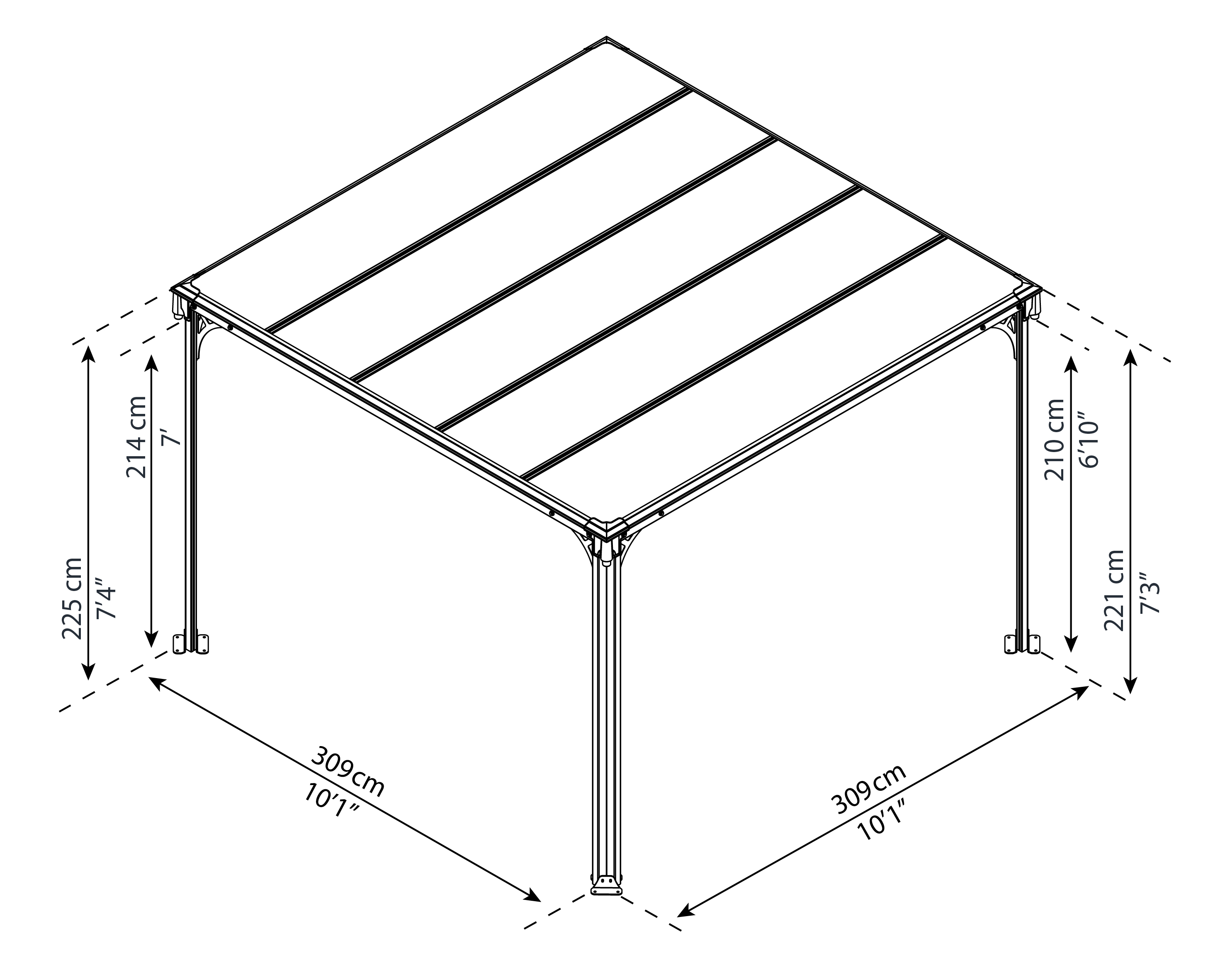 Canopia Milano Gartenpavillon 309X309cm Dunkelgrau