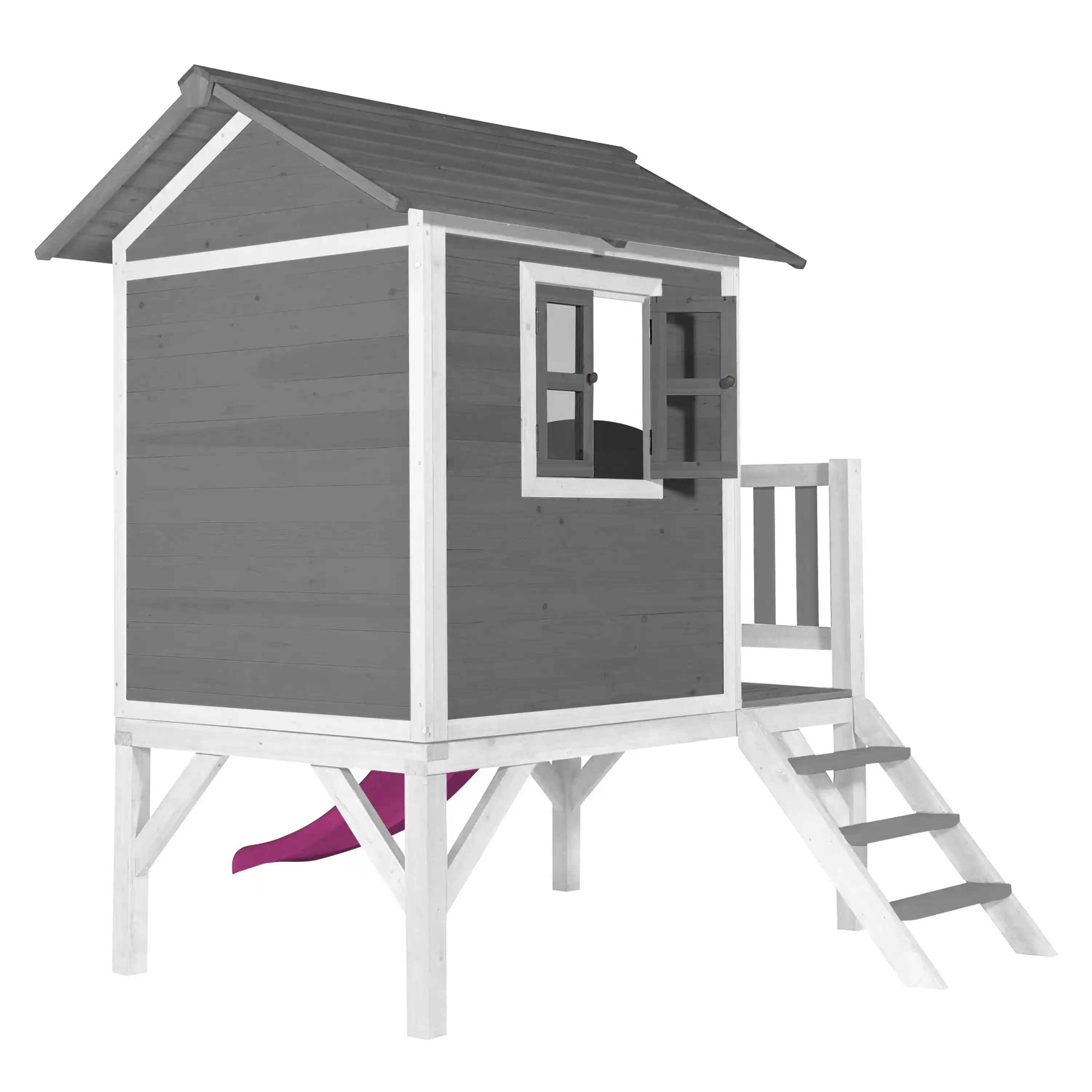 AXI Lodge XL Speelhuis Cool Grijs - Paarse Glijbaan