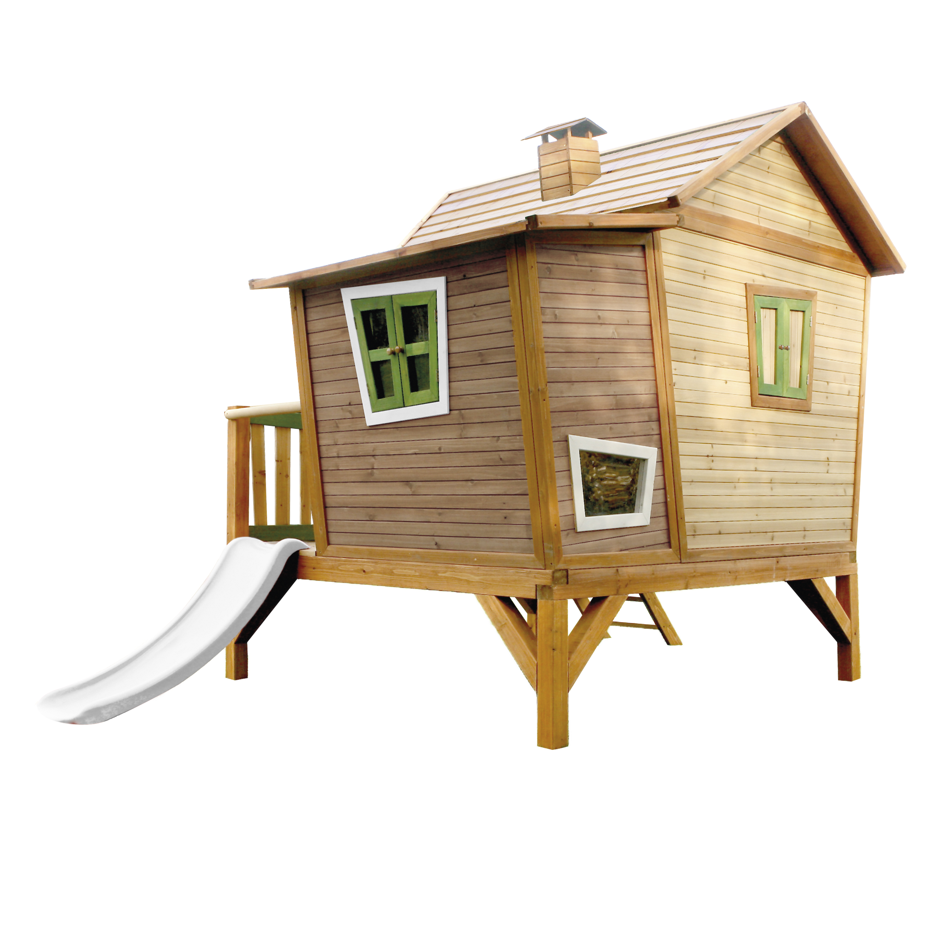 AXI Emma Playhouse Brown/Green - White Slide-8717973938118 AXI Emma Playhouse Brown/Green - White Slide