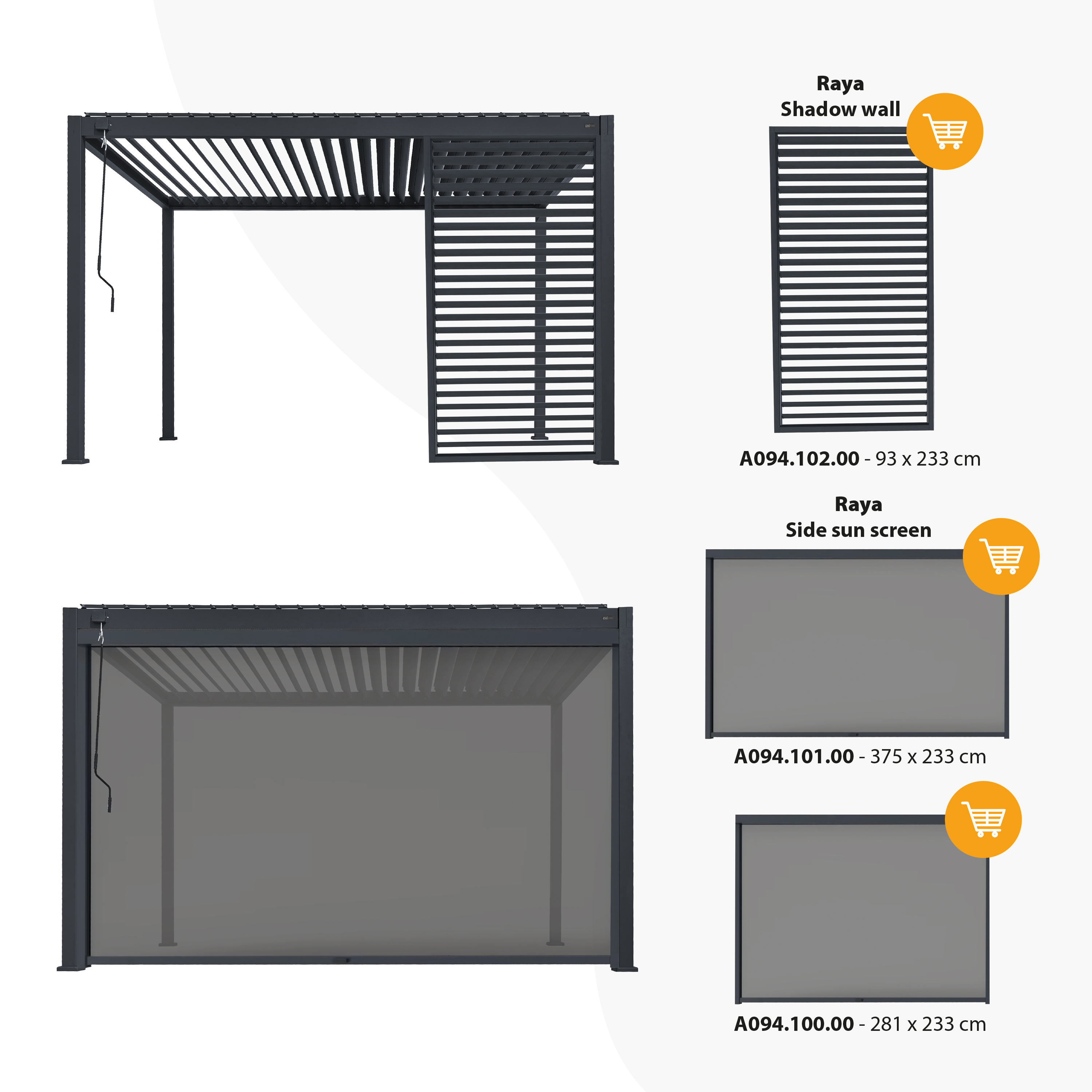 AXI Raya Aluminium Pergola 300 x 400 cm Anthracite
