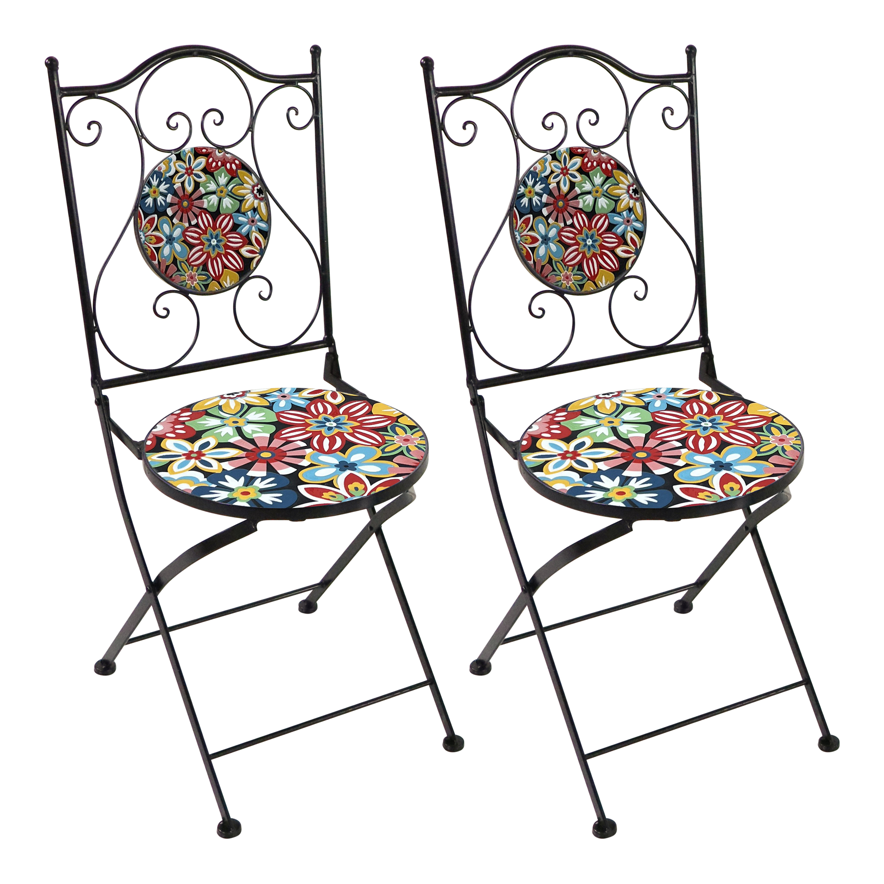 AXI Amélie Bistro Chairs Foldable Fiesta Flower – Set 2 pieces