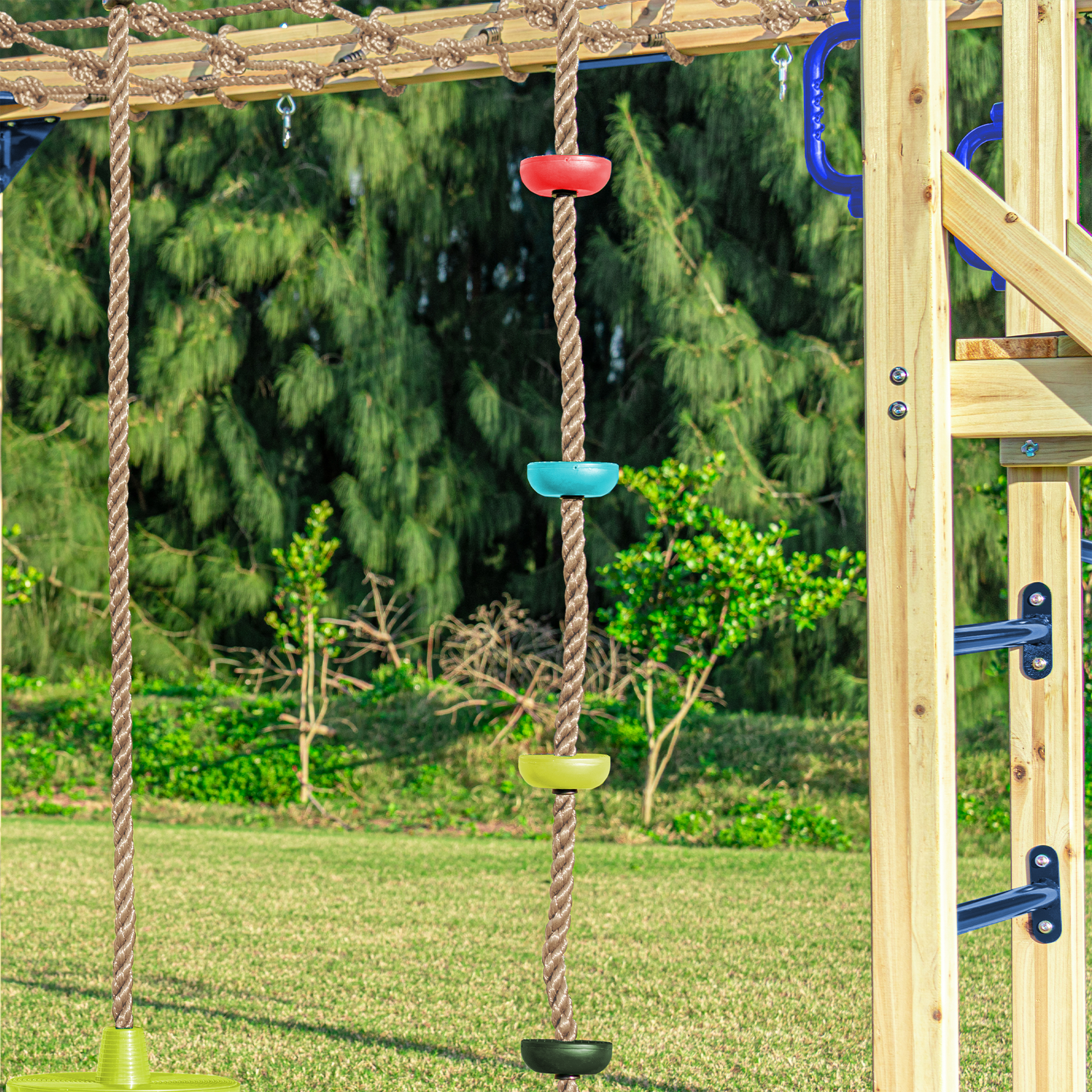 AXI Boris Wooden Playcentre with Swings. Trapeze. Climbing Nets and Monkey Bars – White Slide