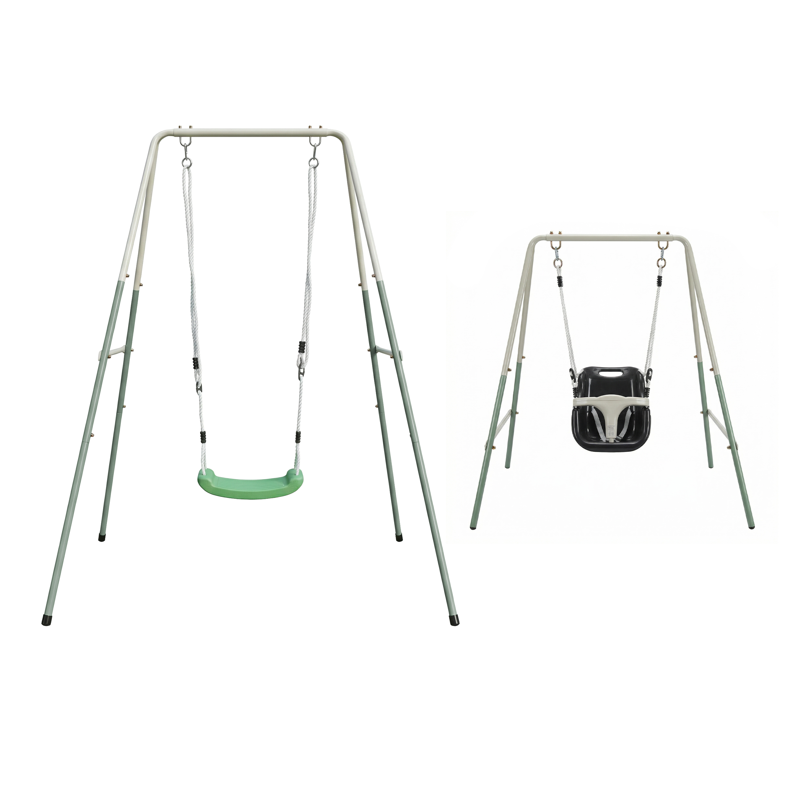 AXI Metal 2 in 1 Grow with me Swing with Baby Seat and Swing Seat - Green/Cream