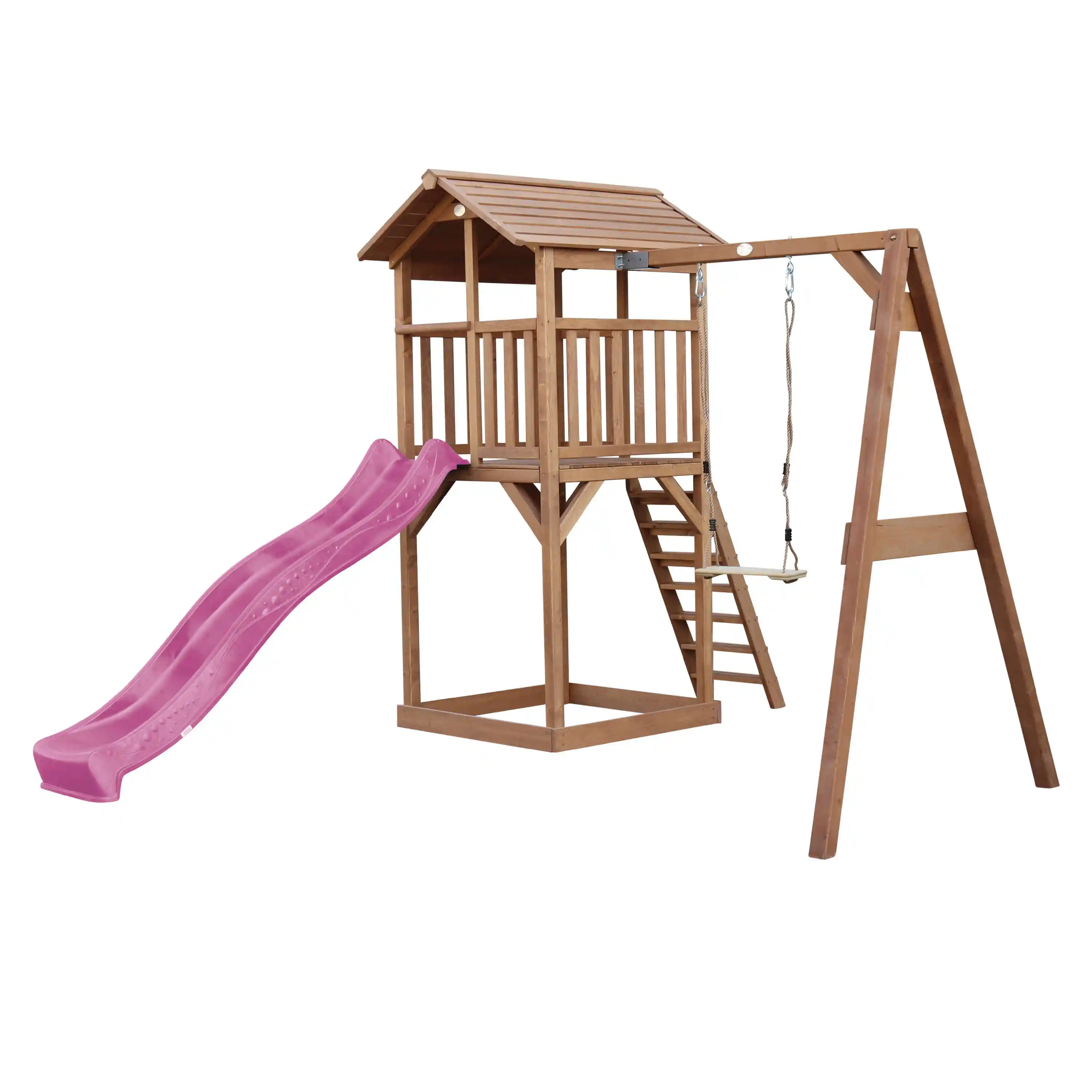 AXI Beach Tower Speeltoren met Enkele Schommel Bruin - Paarse Glijbaan