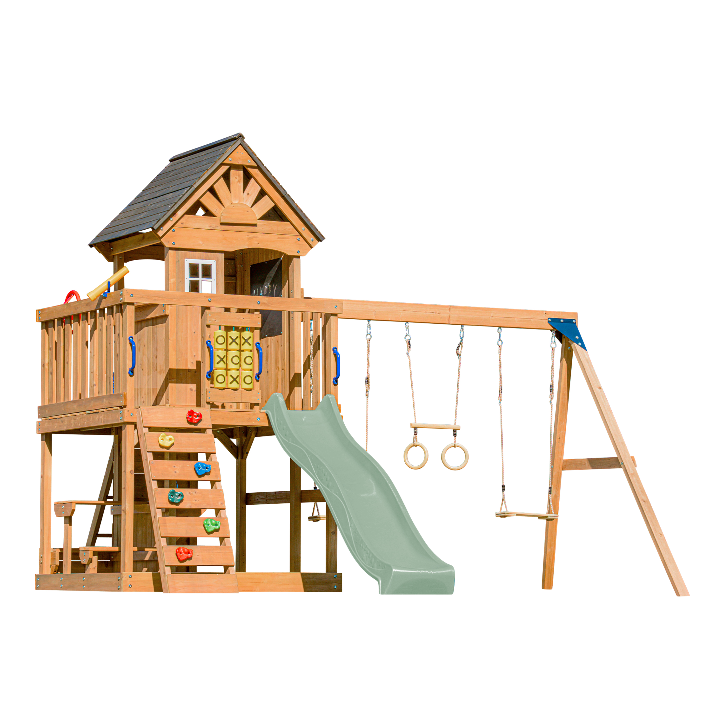 AXI Jack Climbing Frame with Double Swing and Trapeze – Pastel Green Slide