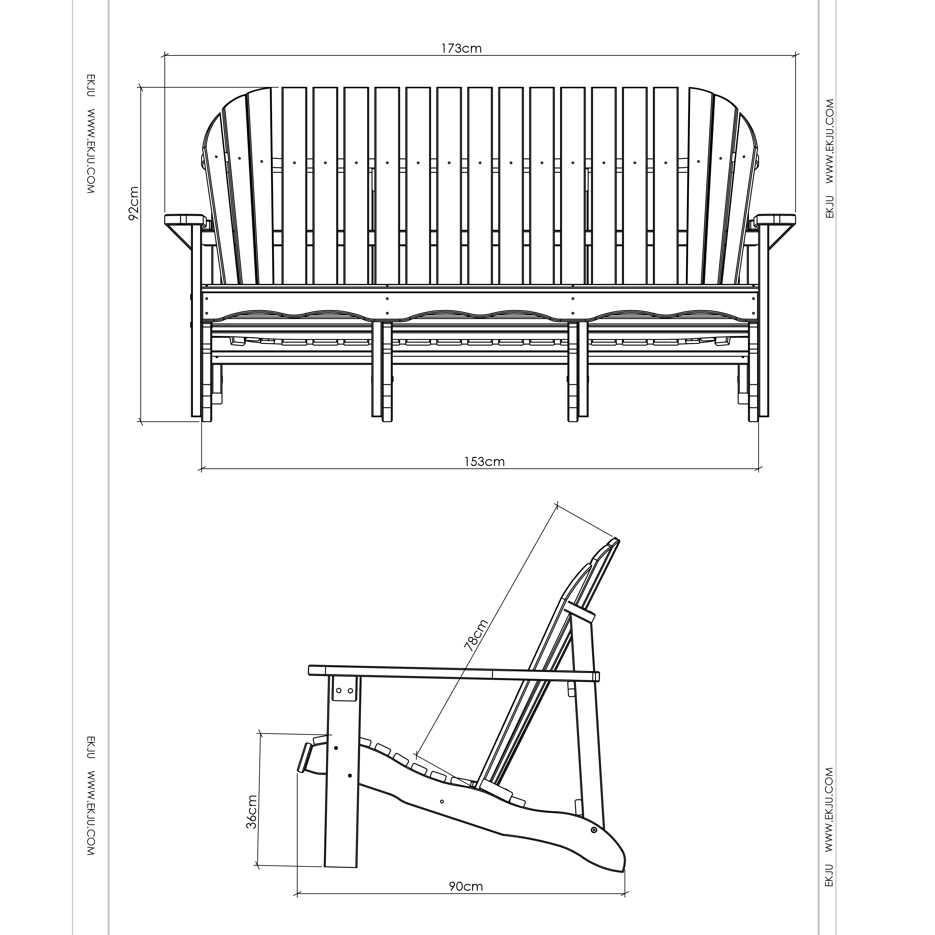 AXI Isabelle Wooden Garden Bench 170 cm – Brown