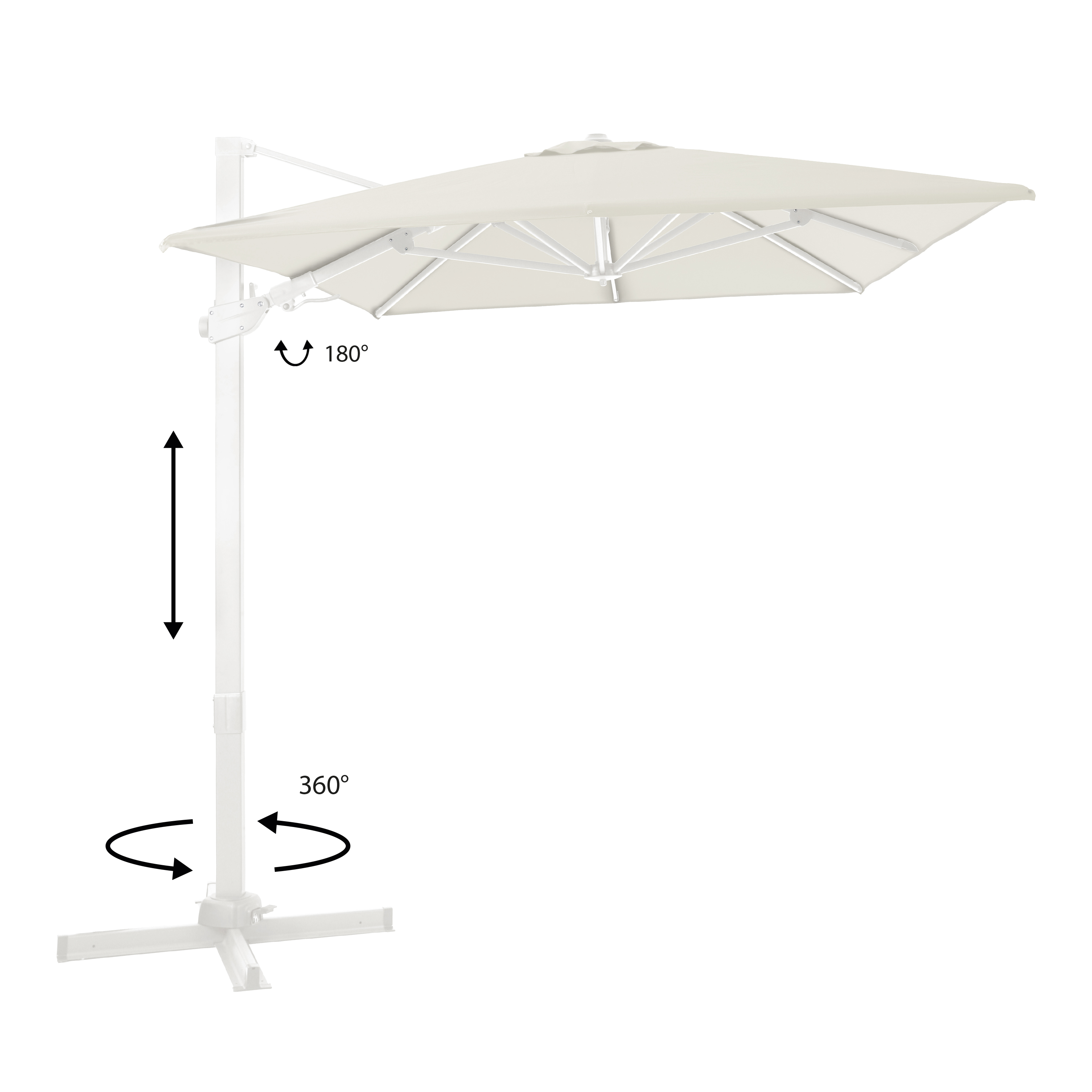 AXI Milad Premium Zweefparasol 200x300cm Wit/Beige