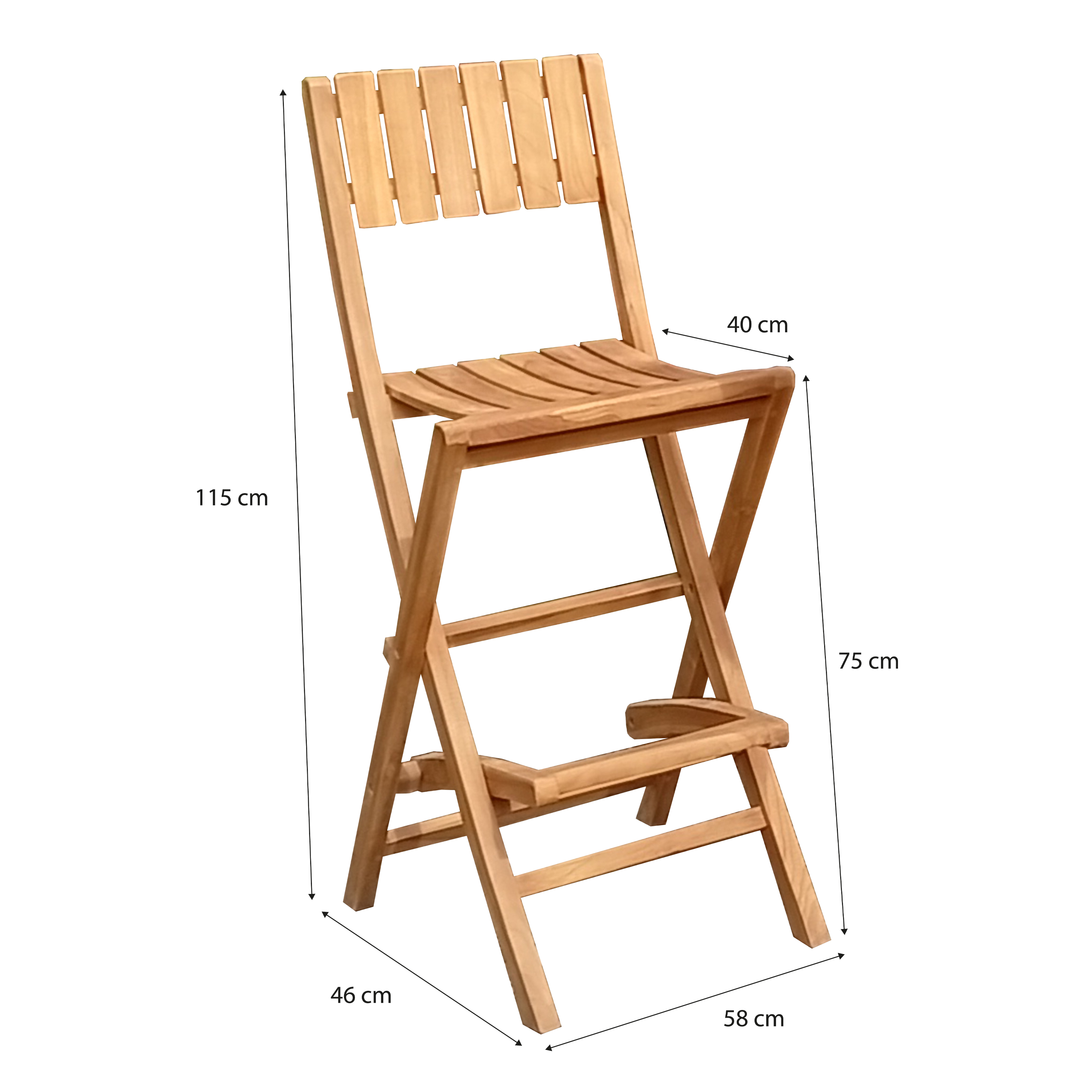 AXI Bruno Foldable Teak Bar Stools Set 2 pieces