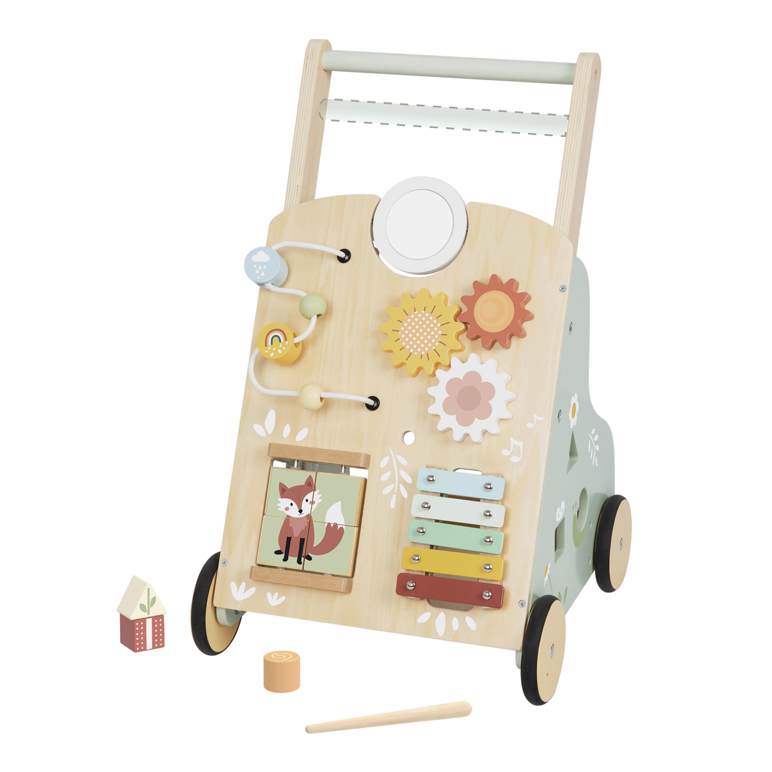 Tooky Toy Baby Lauflernwagen aus Holz - Pastell 