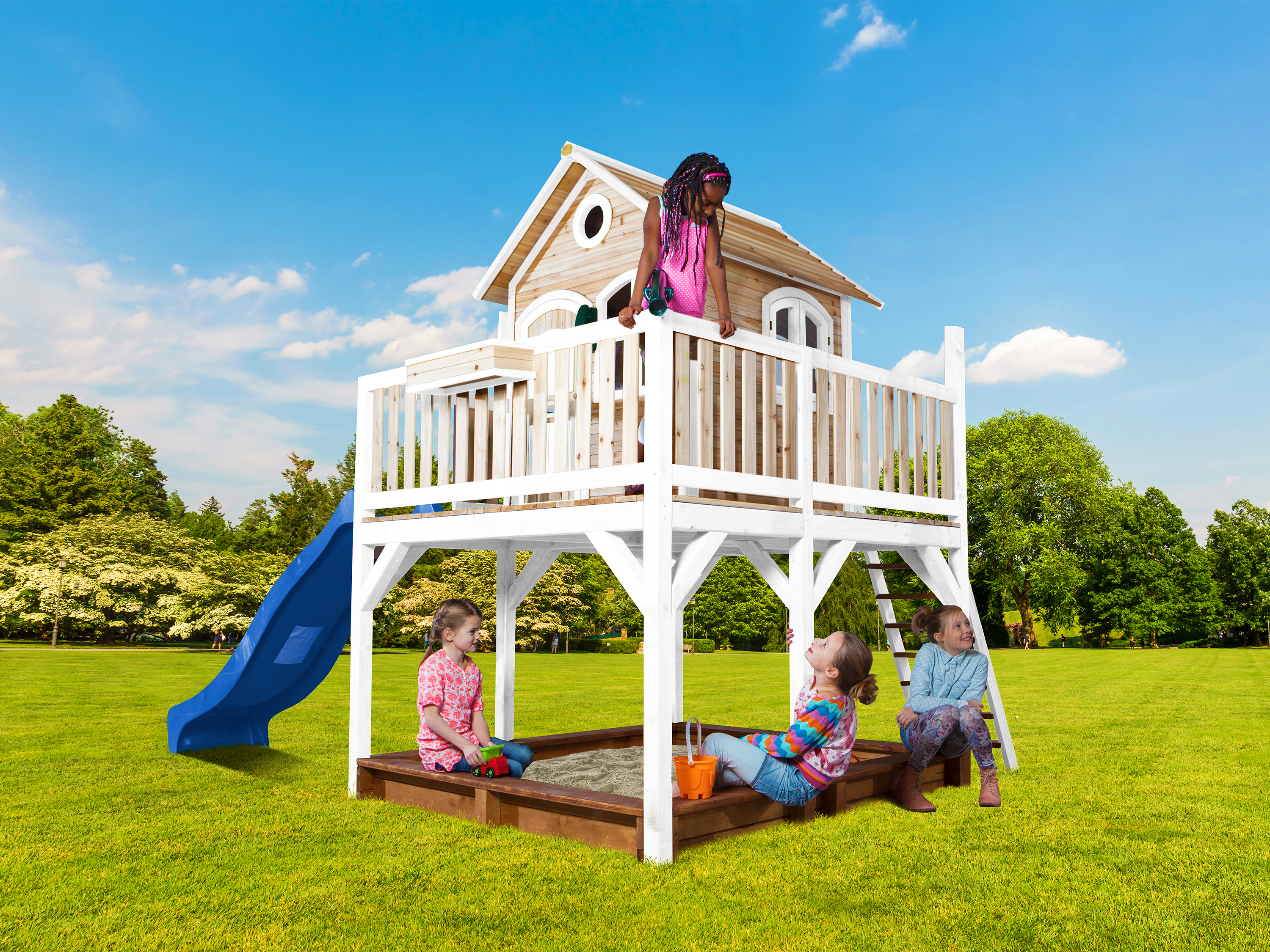 AXI Liam Playhouse Brown/White - Blue Slide
