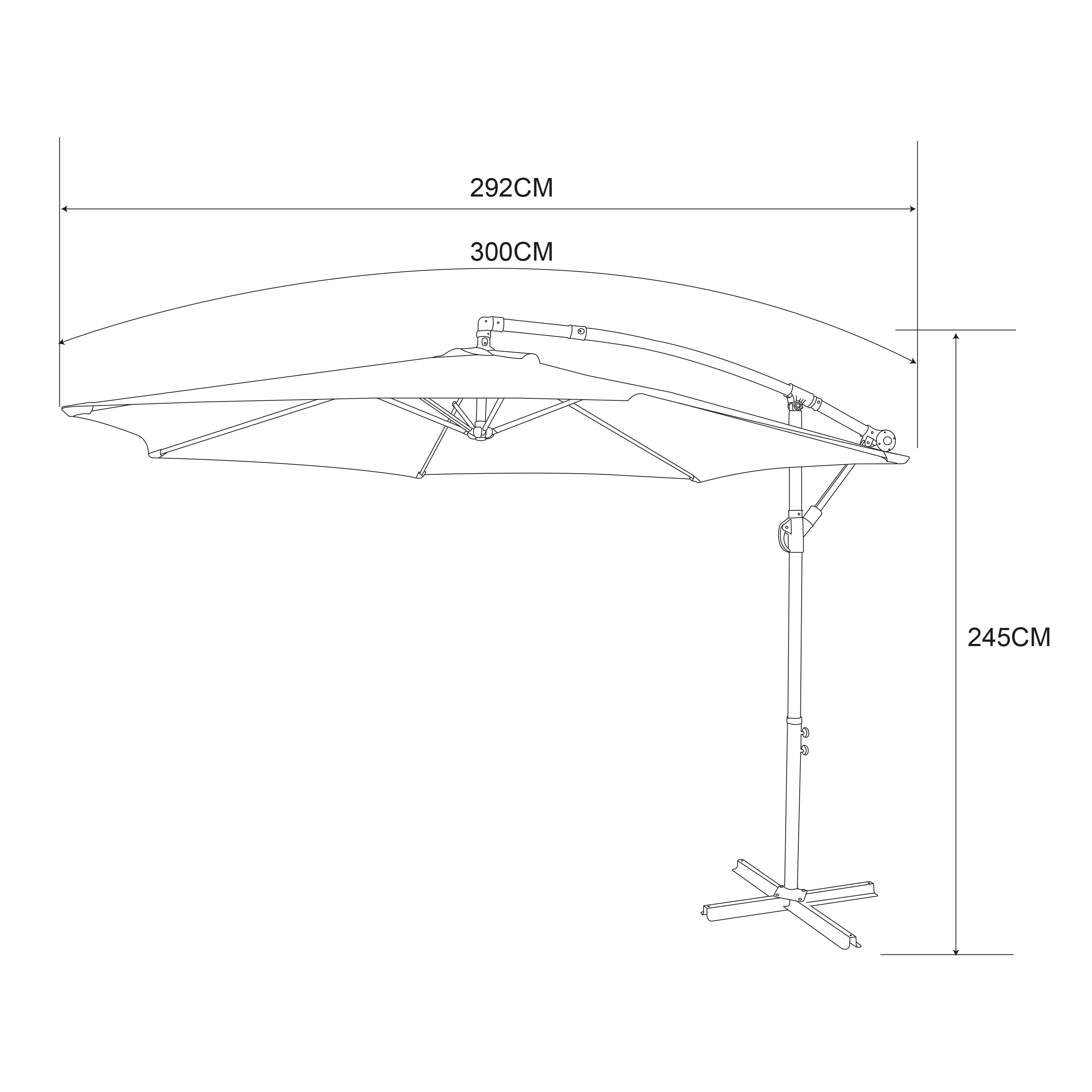 AXI Dion Cantilever Parasol Ø 300cm incl. parasol base Anthracite/Grey