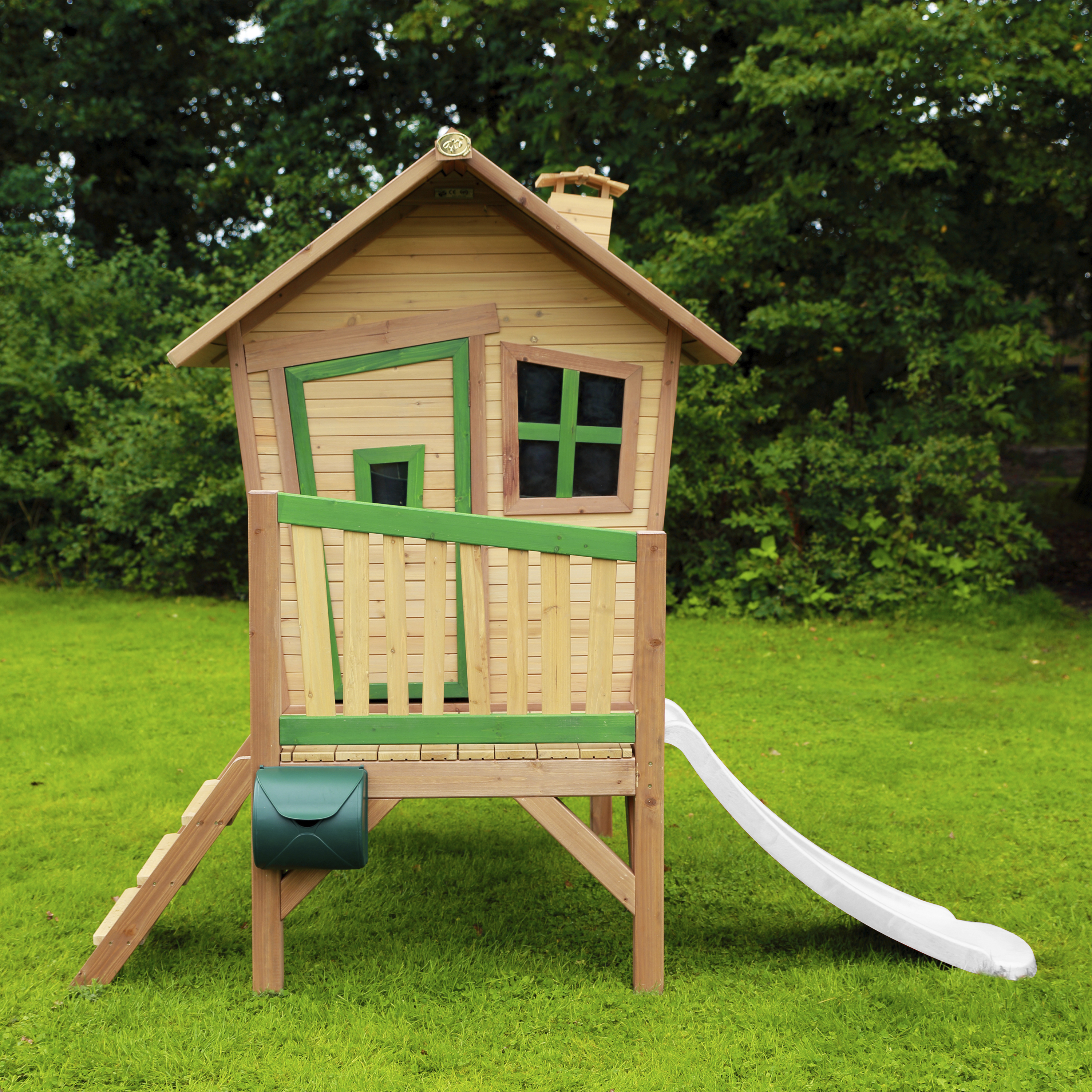 AXI Robin Spielhaus Braun und Grün - Weiße Rutsche