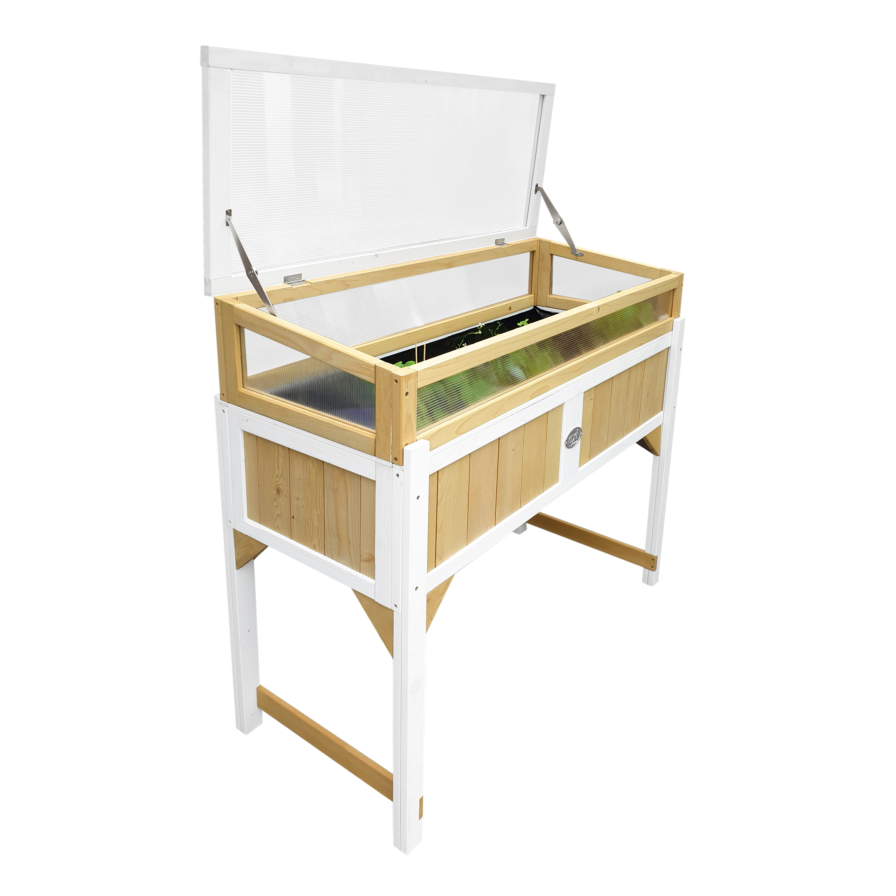 AXI Gardening Table with Greenhouse and ground cloth - Brown/White