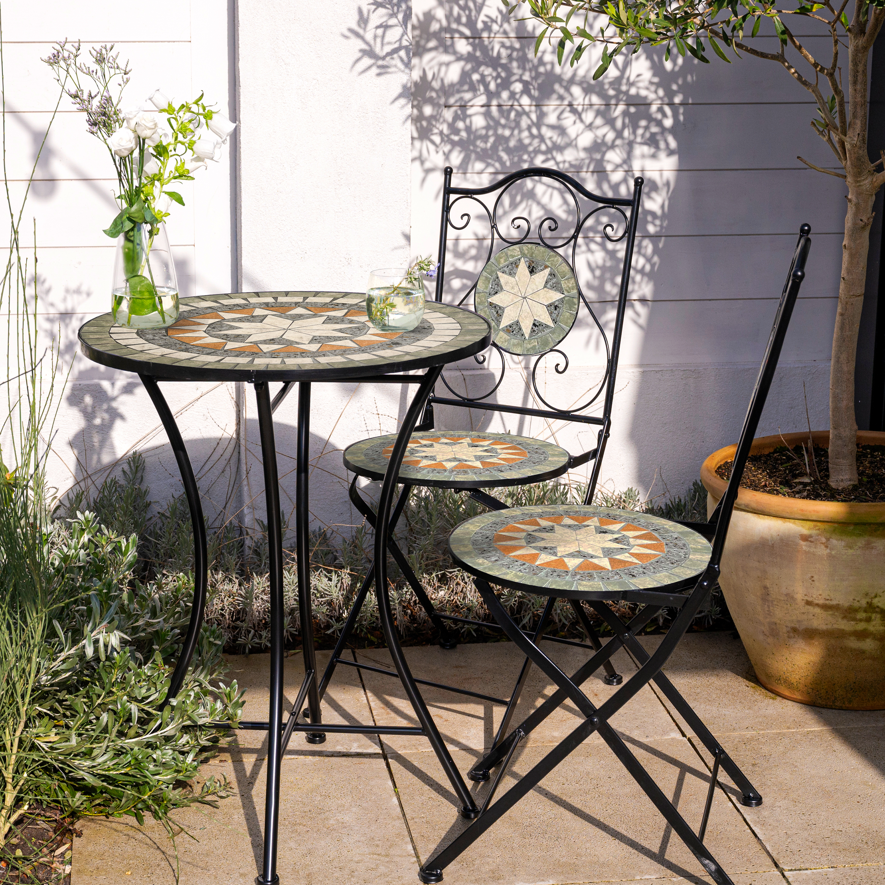 AXI Amélie Mosaik Bistro Set Star Grau/Braun