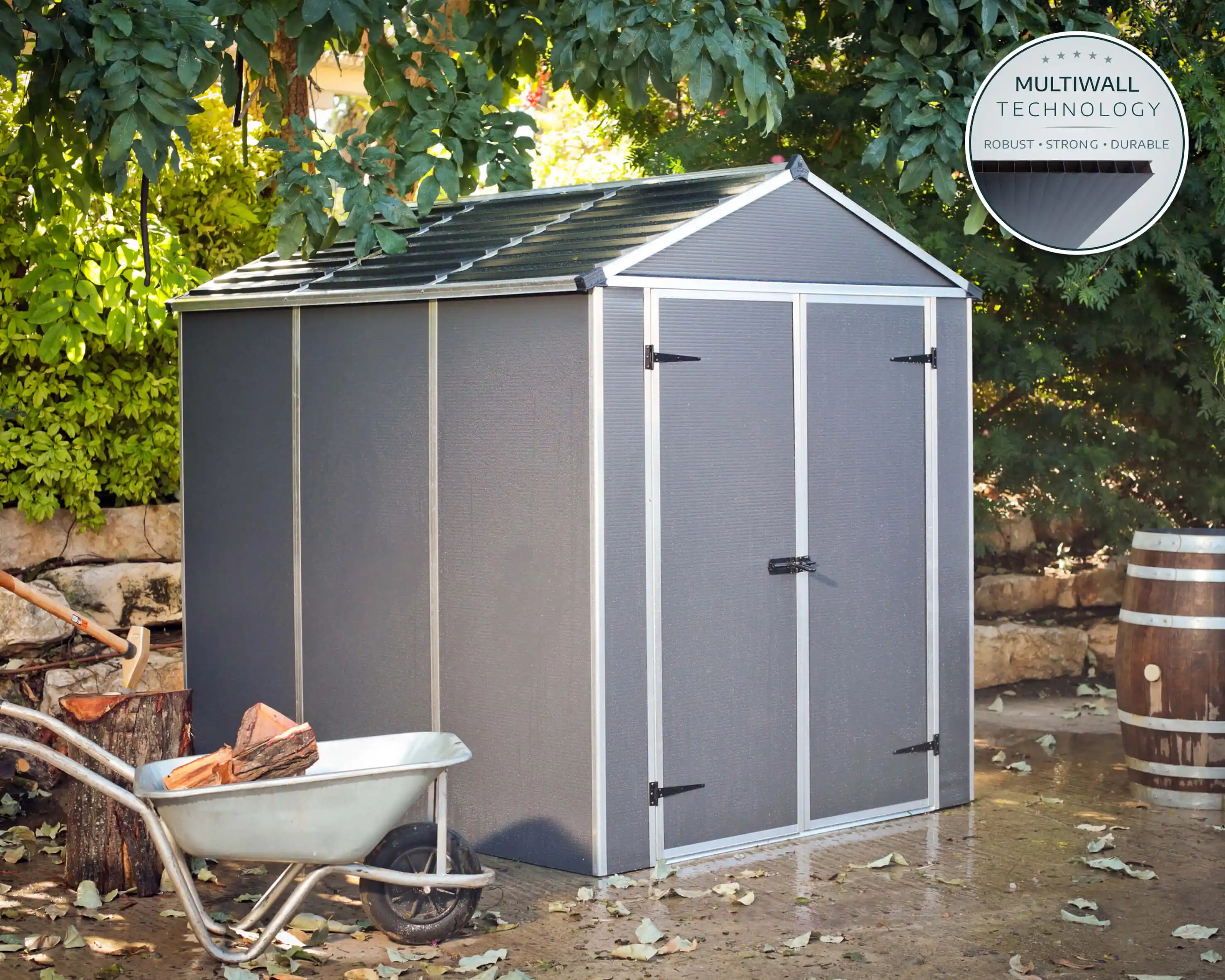 Canopia Rubicon 229X185X217 cm Ultra Duurzame openlucht Opslag Schuur voor tuin Donkergrijs-7290108603408 Canopia Rubicon 229X185X217 cm Ultra Duurzame openlucht Opslag Schuur voor tuin Donkergrijs
