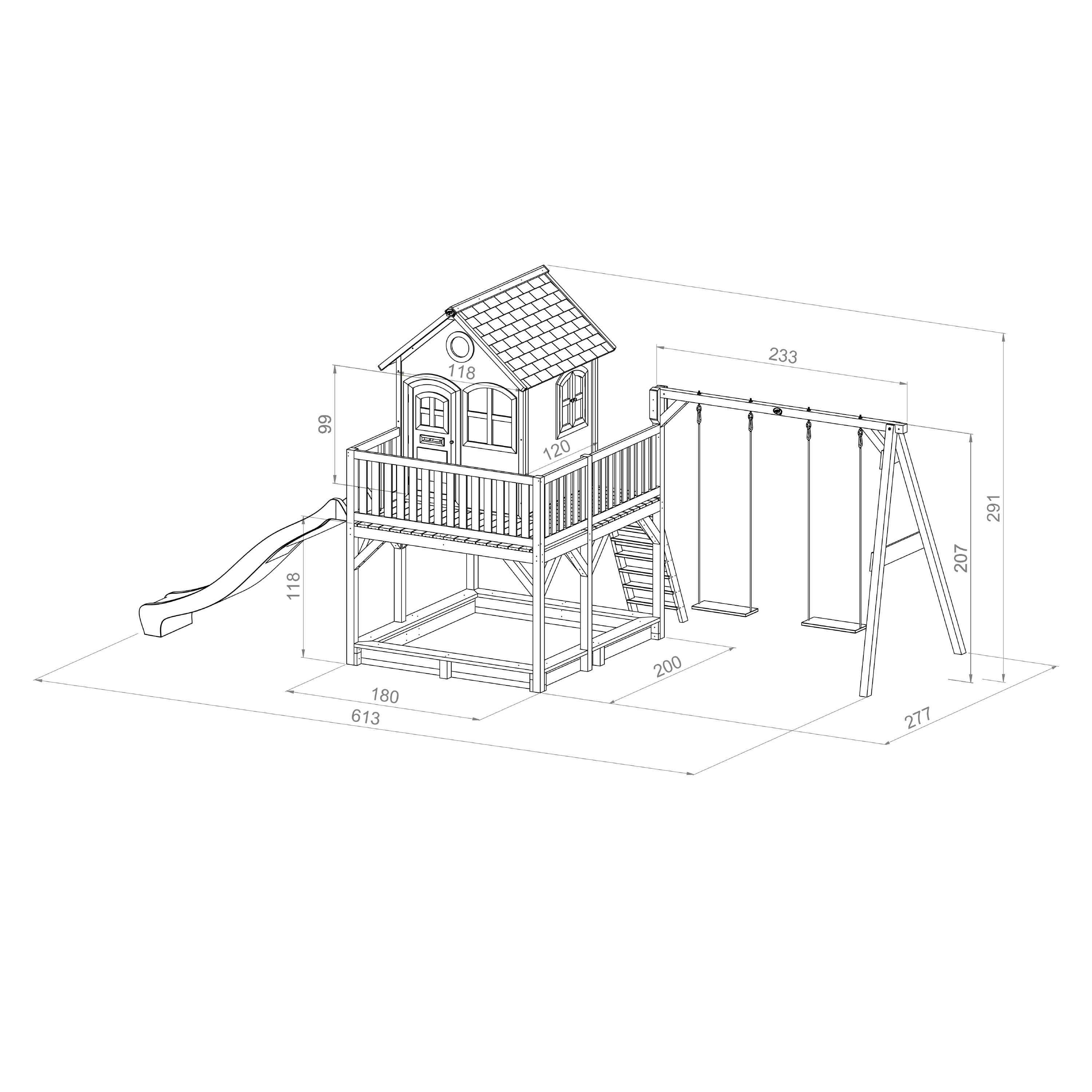 AXI Liam Playhouse with Double Swing Set Brown/Green - Green Slide