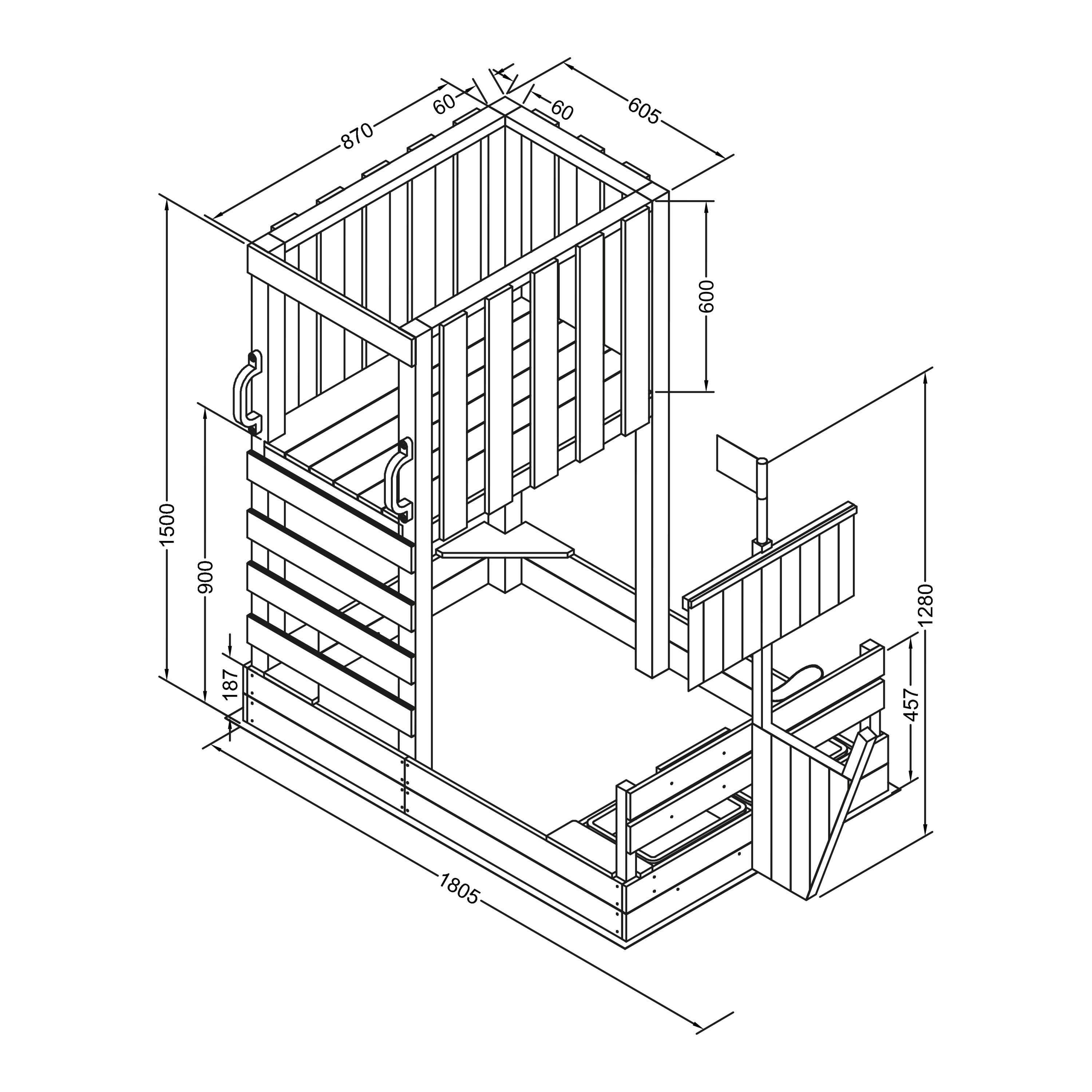AXI Vicky Climbing Frame with Sandbox, Play Kitchen & Chalkboard