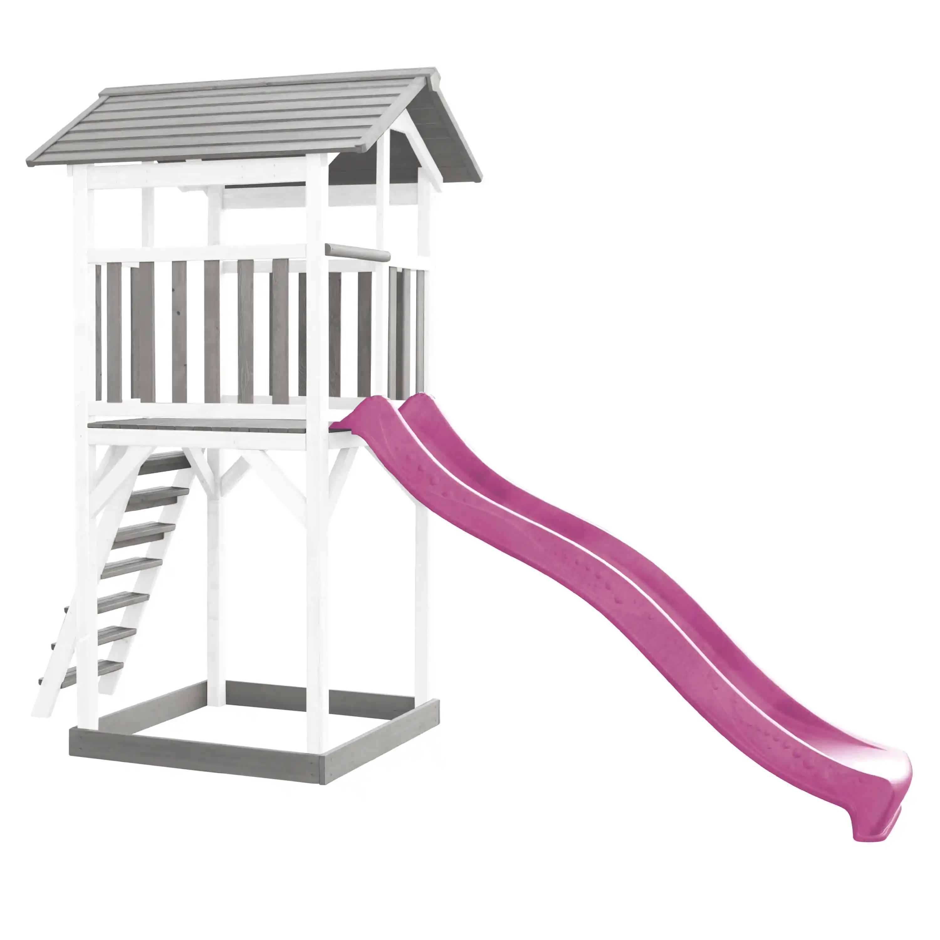 AXI Beach Tower Speeltoren Grijs/wit - Paarse glijbaan