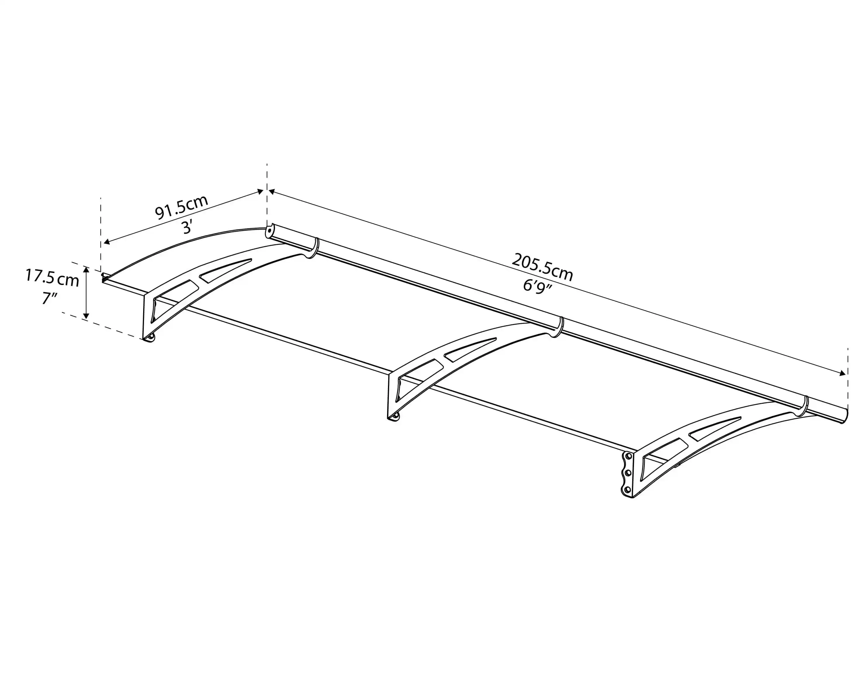 Canopia Aquila Haustür Vordach 205X91cm Dunkelgrau 