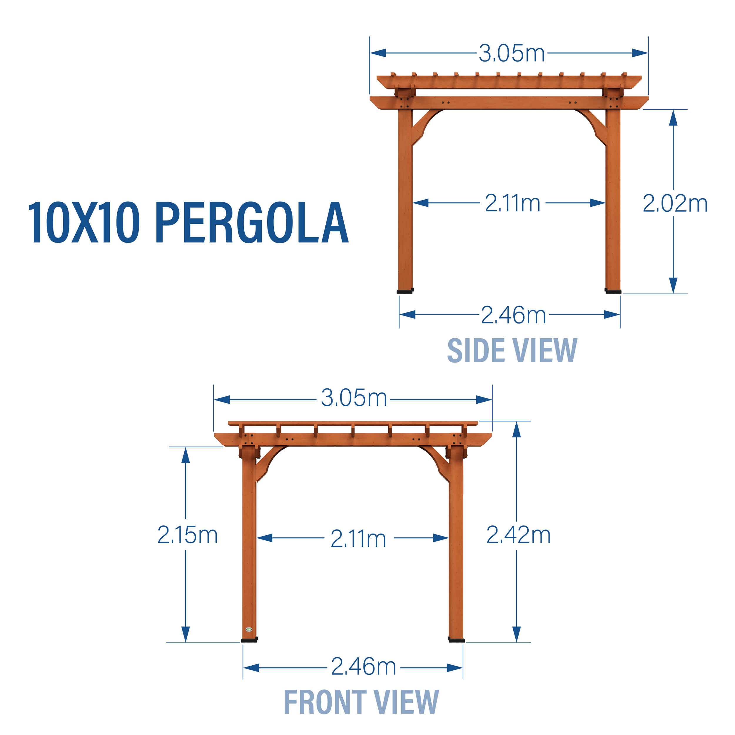 Backyard Discovery Pergola aus Holz 305 x 305 cm