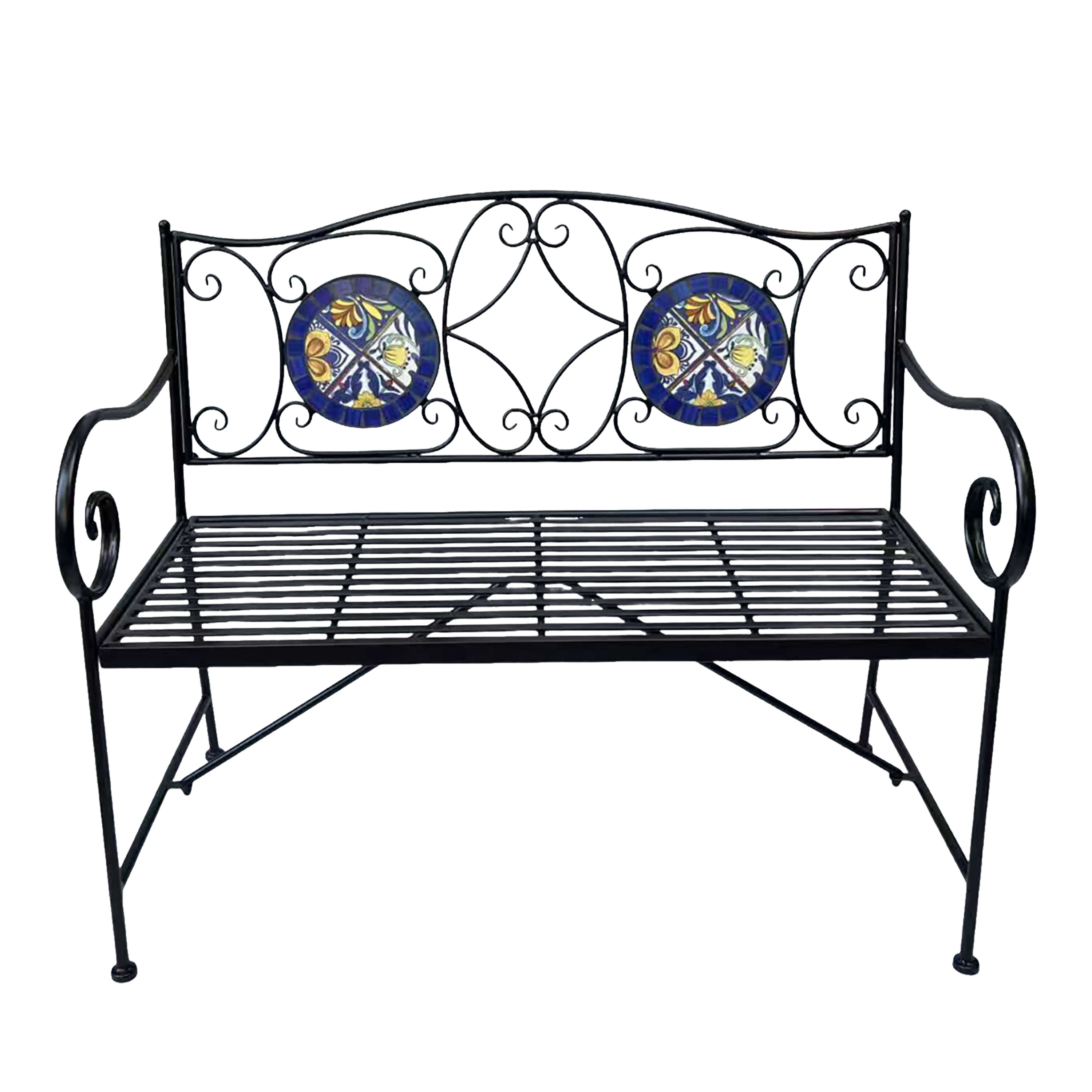 AXI Margot Mosaic Garden Bench Mediterranean Style – Blue/Yellow