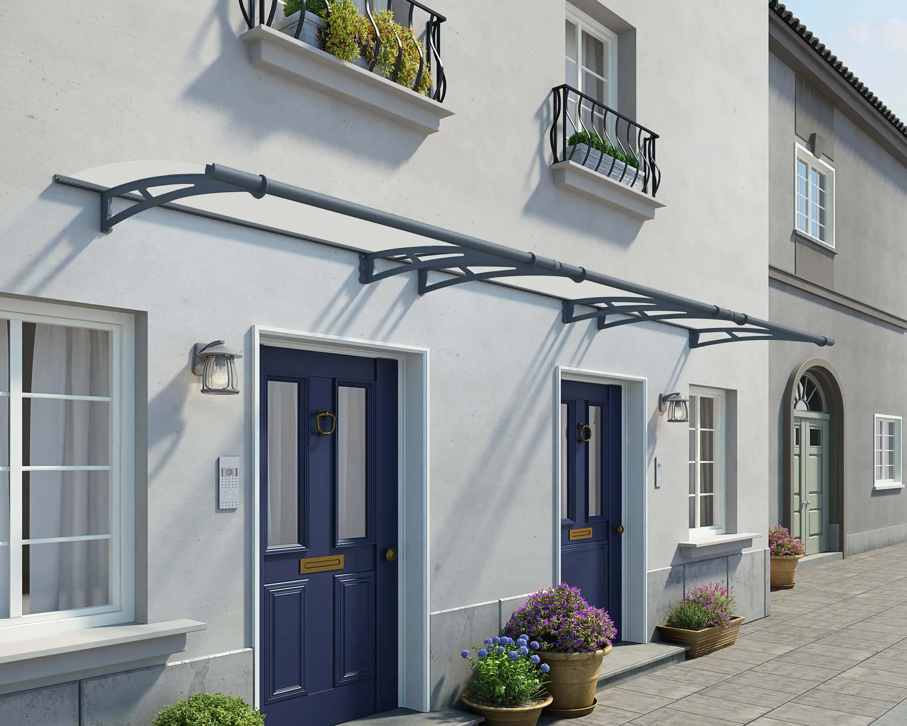 Canopia Aquila 453X91 cm Deur en Veranda Luifel Donkergrijs Helder-7290108131260 Canopia Aquila 453X91 cm Deur en Veranda Luifel Donkergrijs Helder