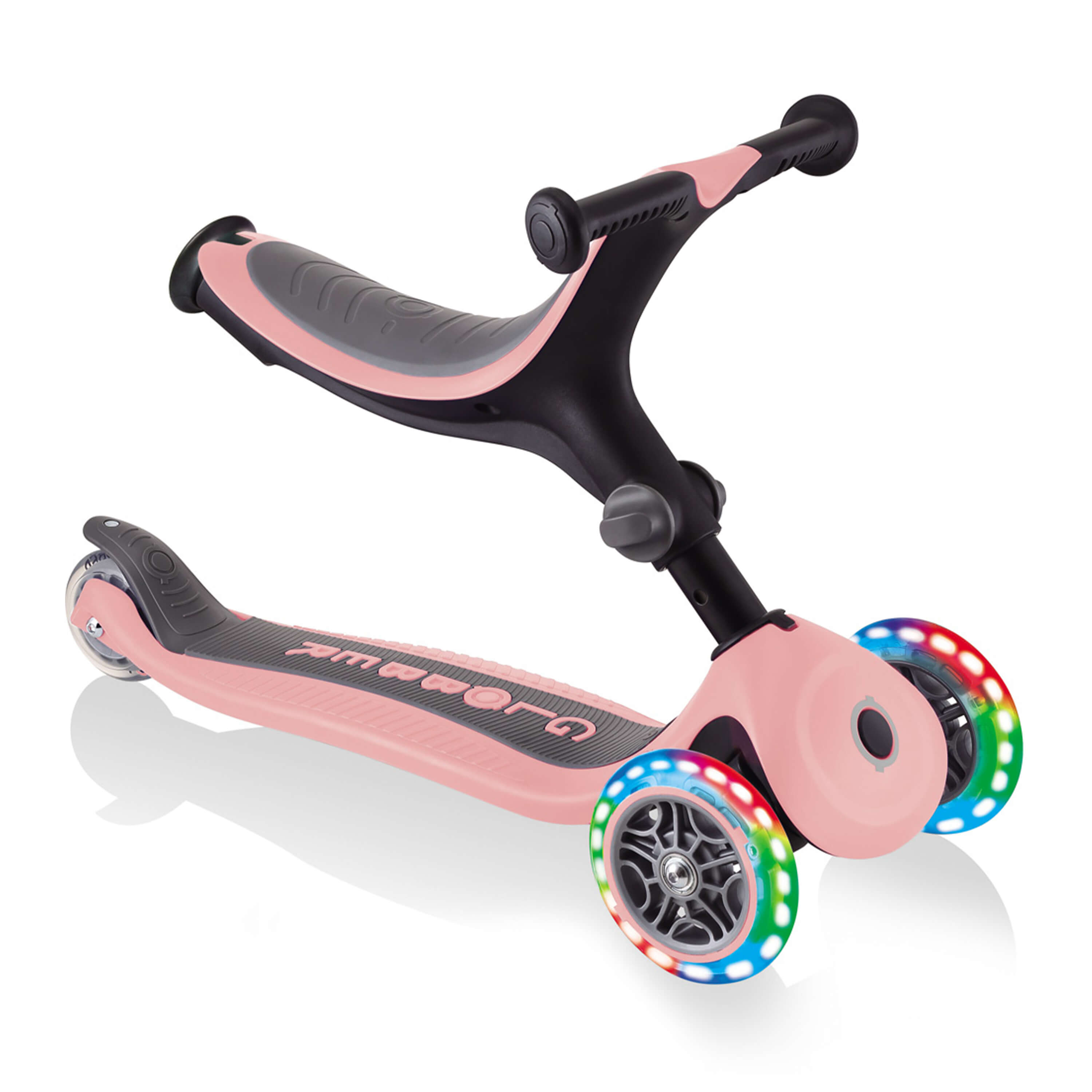 Globber Go Up Foldable Plus Lights 3-in-1 Step Pastel Roze