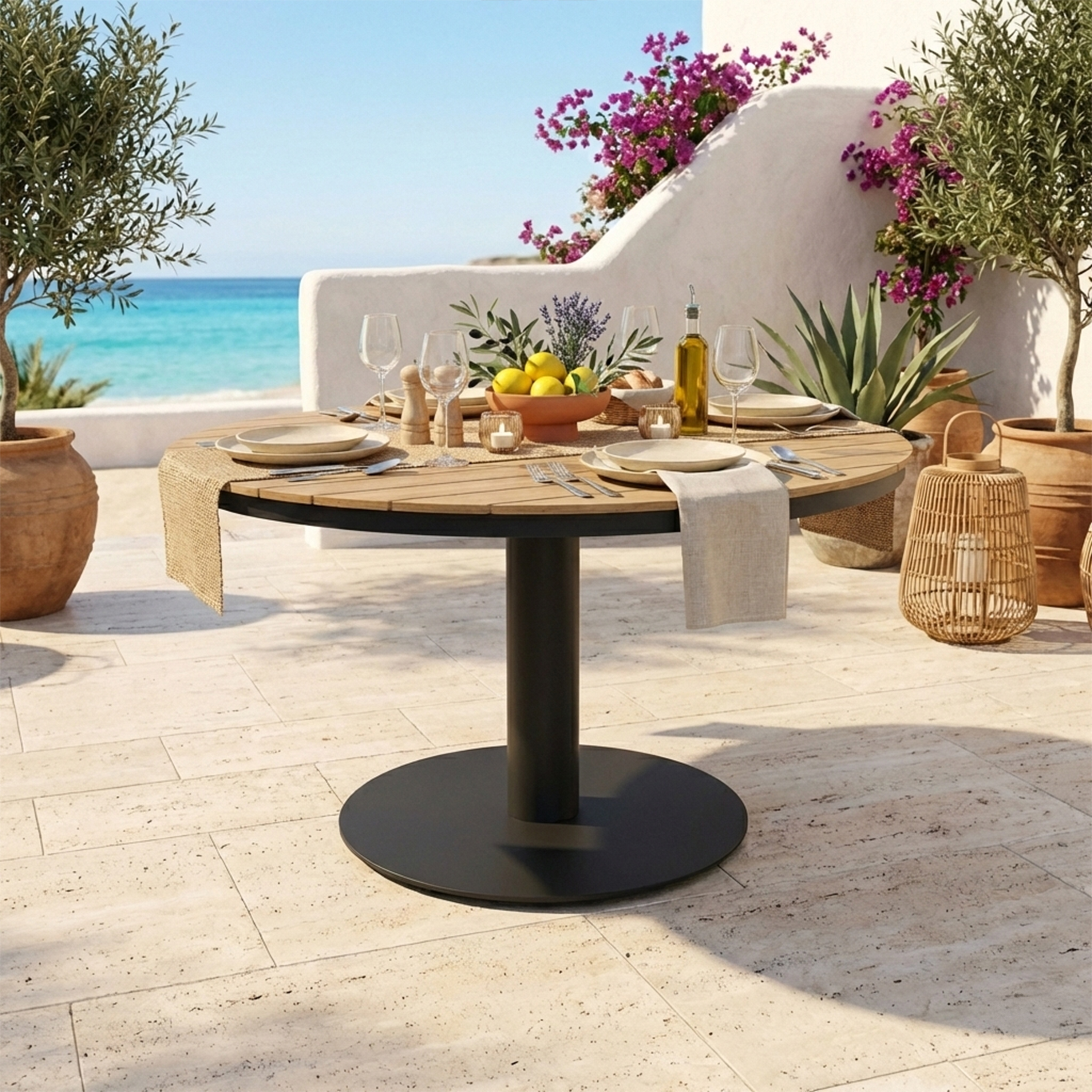 AXI Jay Dining Garden Table Anthracite with Polywood in Wood Effect