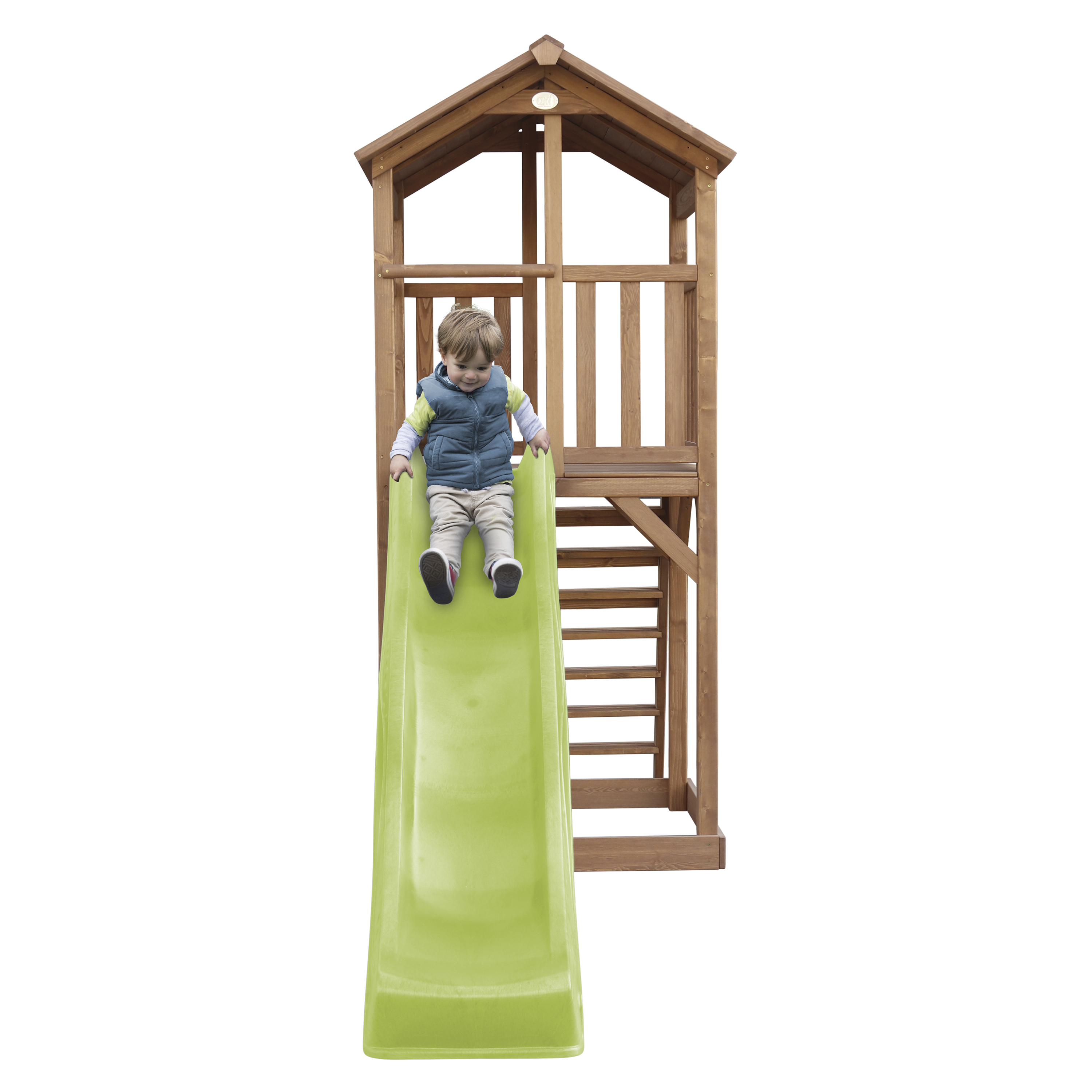 AXI Beach Tower Spielturm Braun - Hellgrüne Rutsche