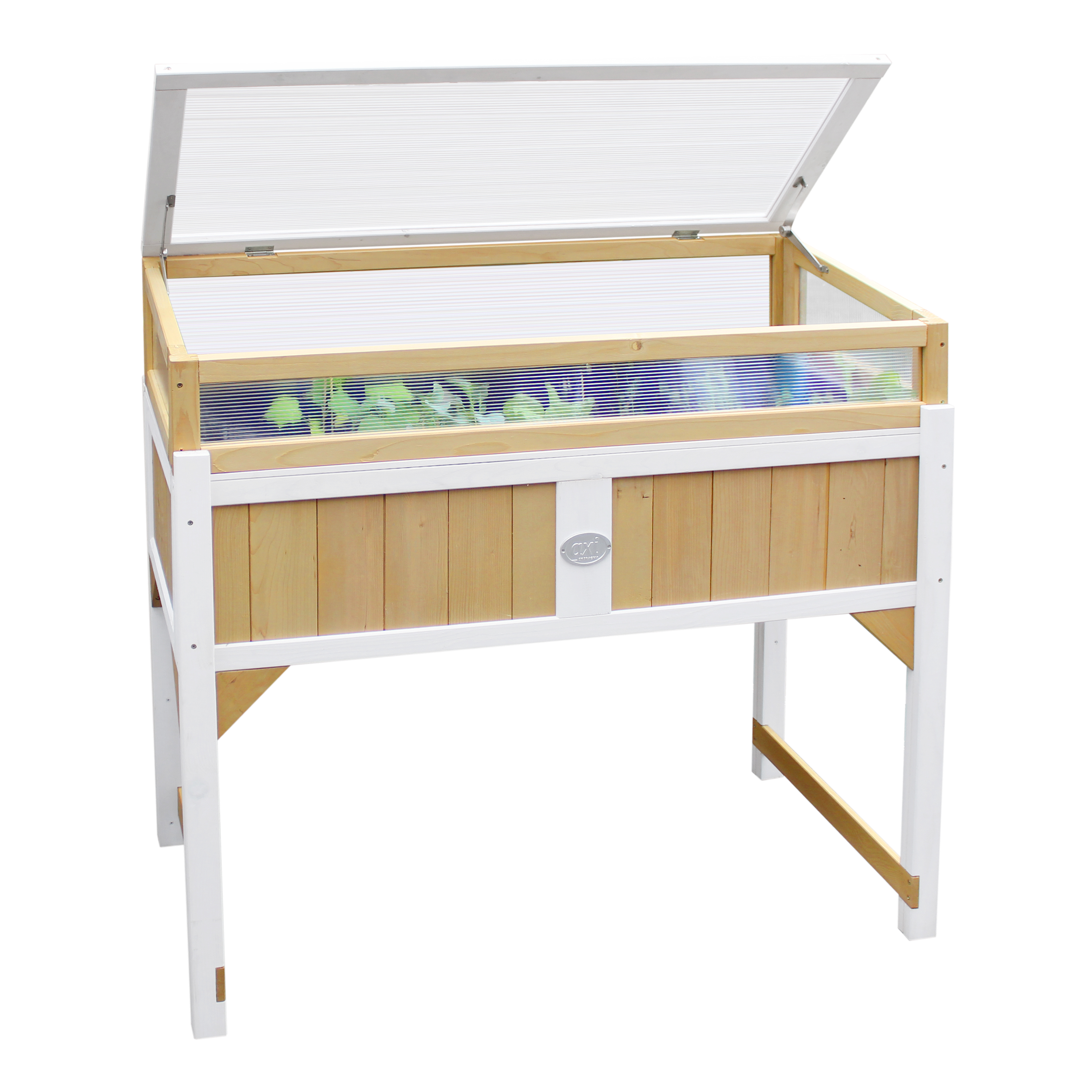 AXI Gardening Table with Greenhouse and ground cloth - Brown/White