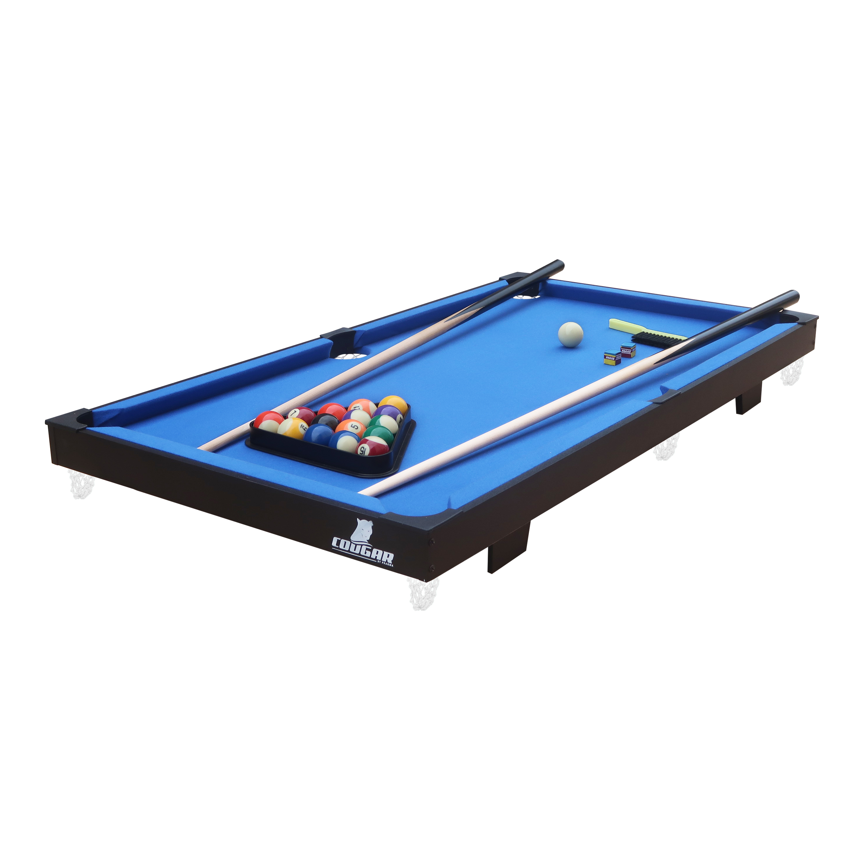 Cougar Billiardtisch Mini Tragbar Schwarz/Blau