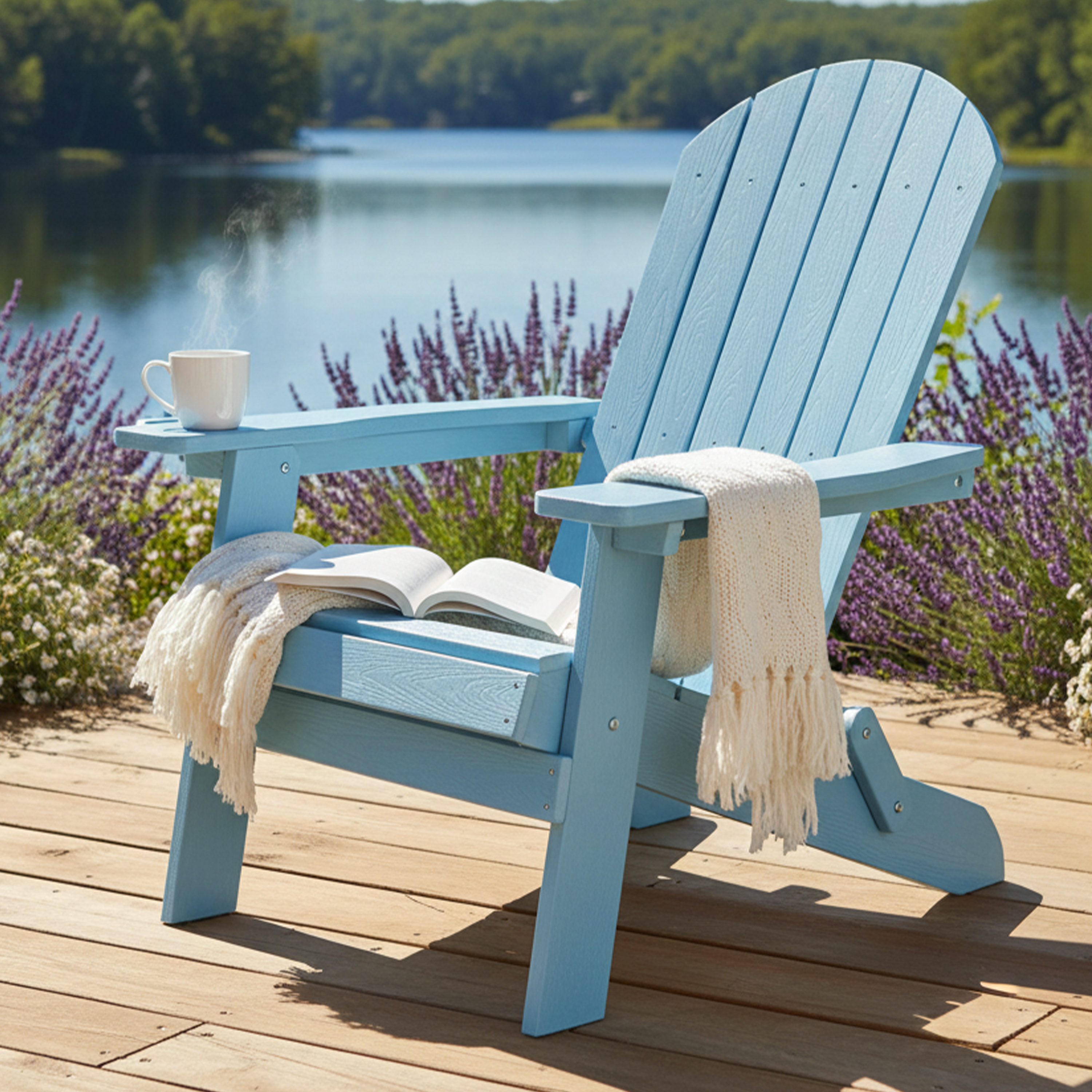 AXI Claire Folding Adirondack Chair Plastic Light Blue