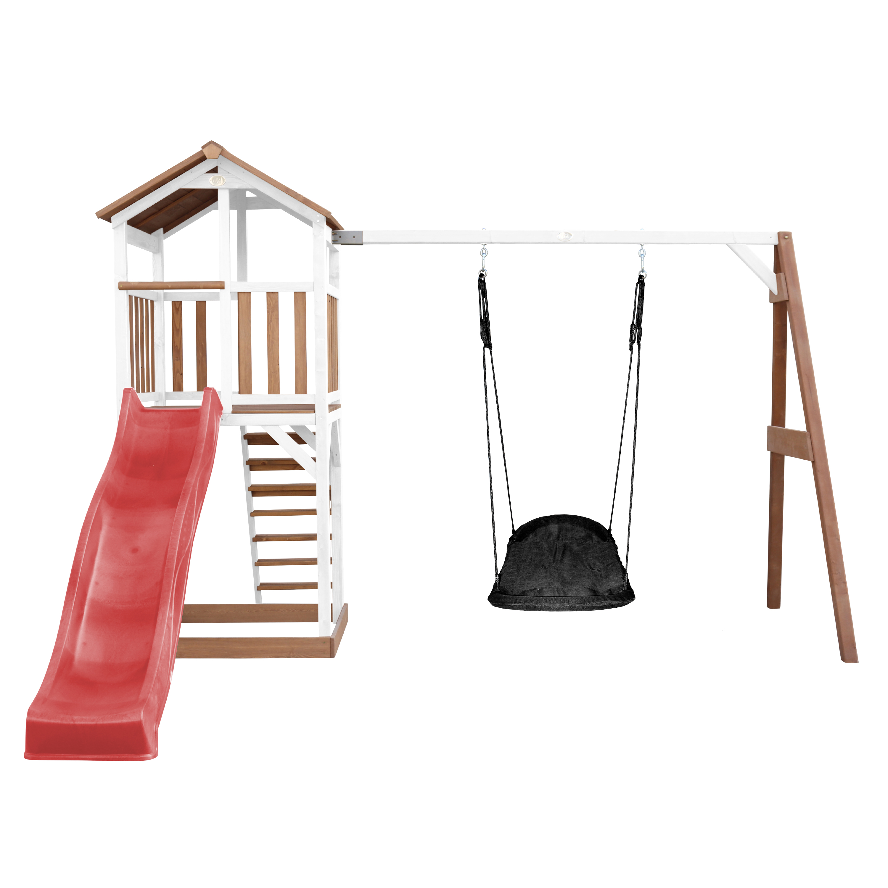 AXI Beach Tower with Roxy Nest Swing Set Brown/White - Red Slide