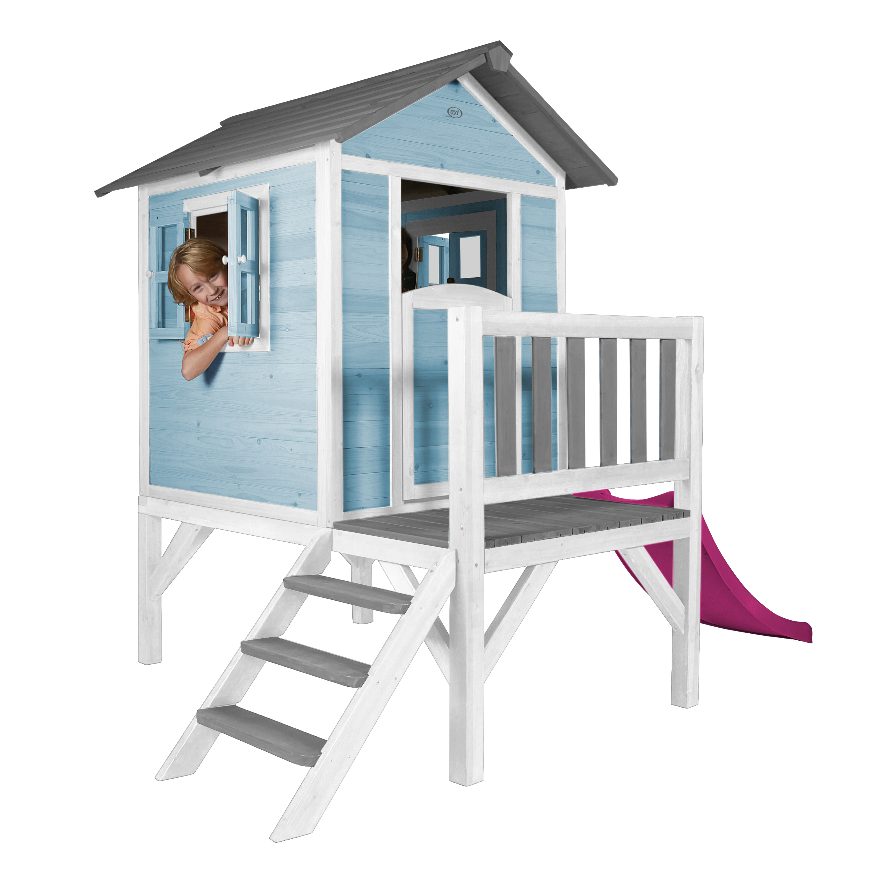 AXI Lodge XL Playhouse Caribbean Blue - Purple Slide