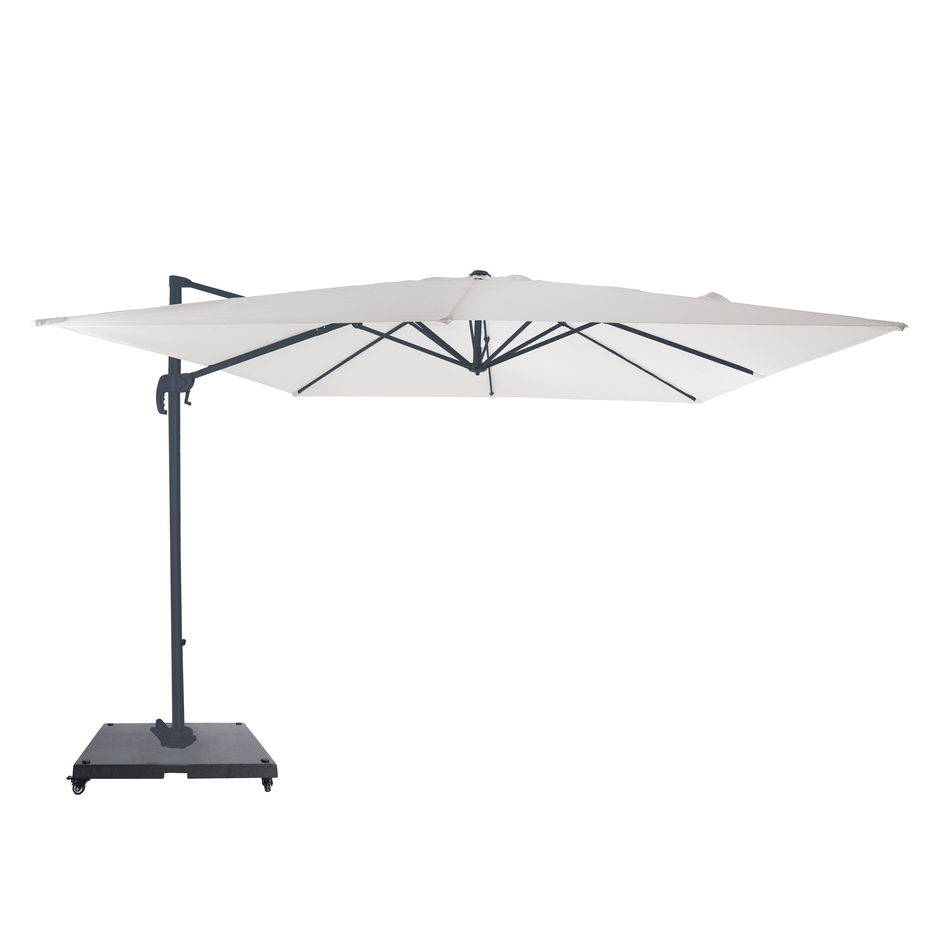 AXI Nima Cantilever Parasol 300x300 cm incl. Parasol Base with Wheels Anthracite/Beige – Complete Set