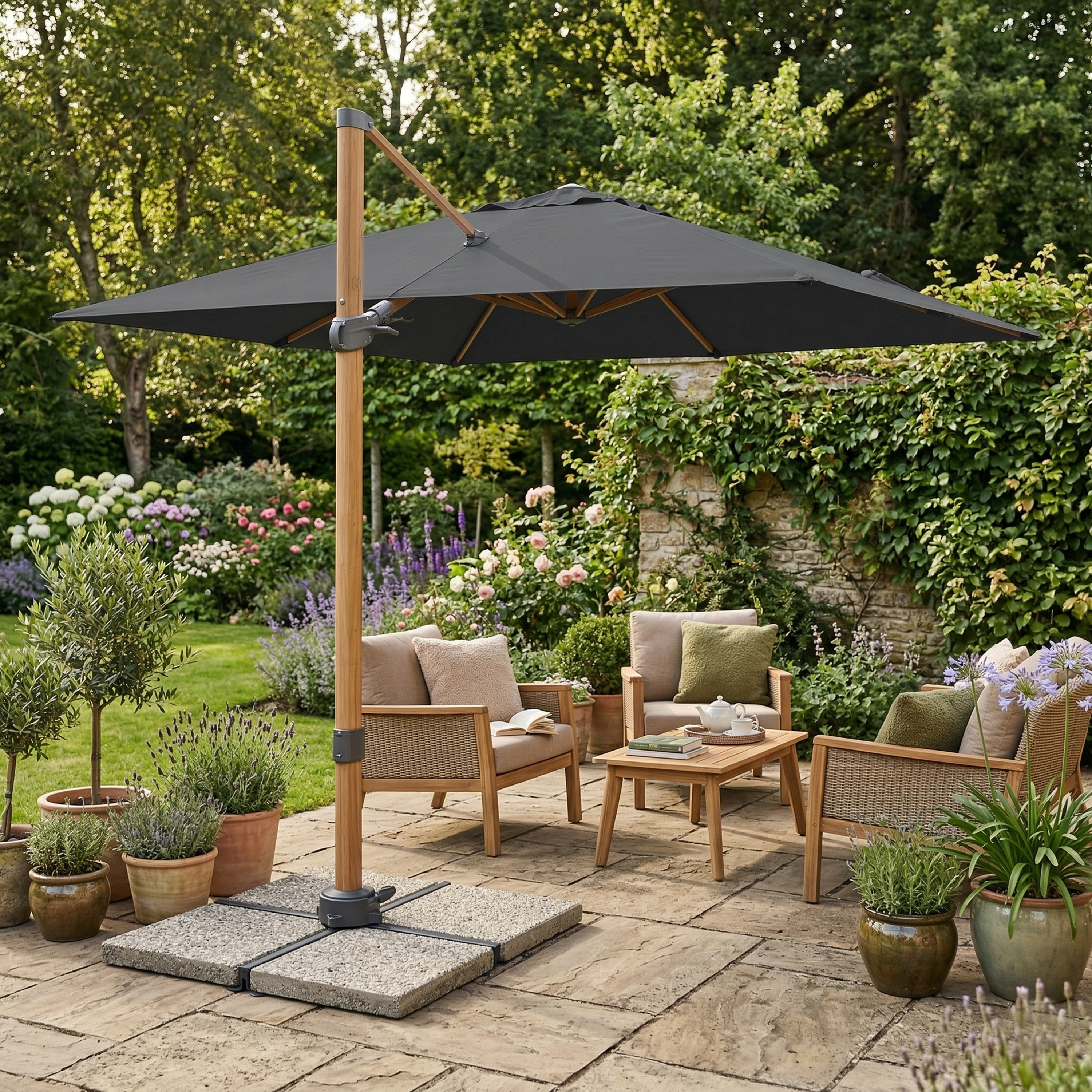 AXI Alina Cantilever Parasol 300x300cm Wood-look/Grey