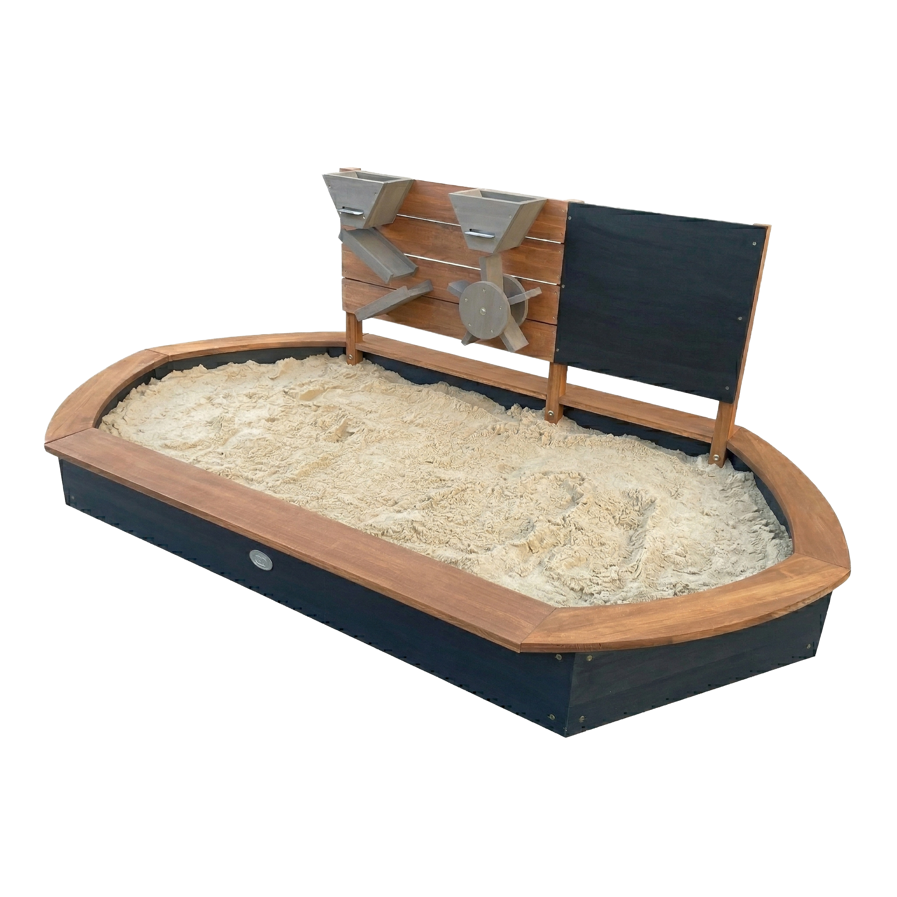 AXI Joey Sandbox Oval with Play wall and Chalkboard - 158 x 91 cm - Brown/Anthracite