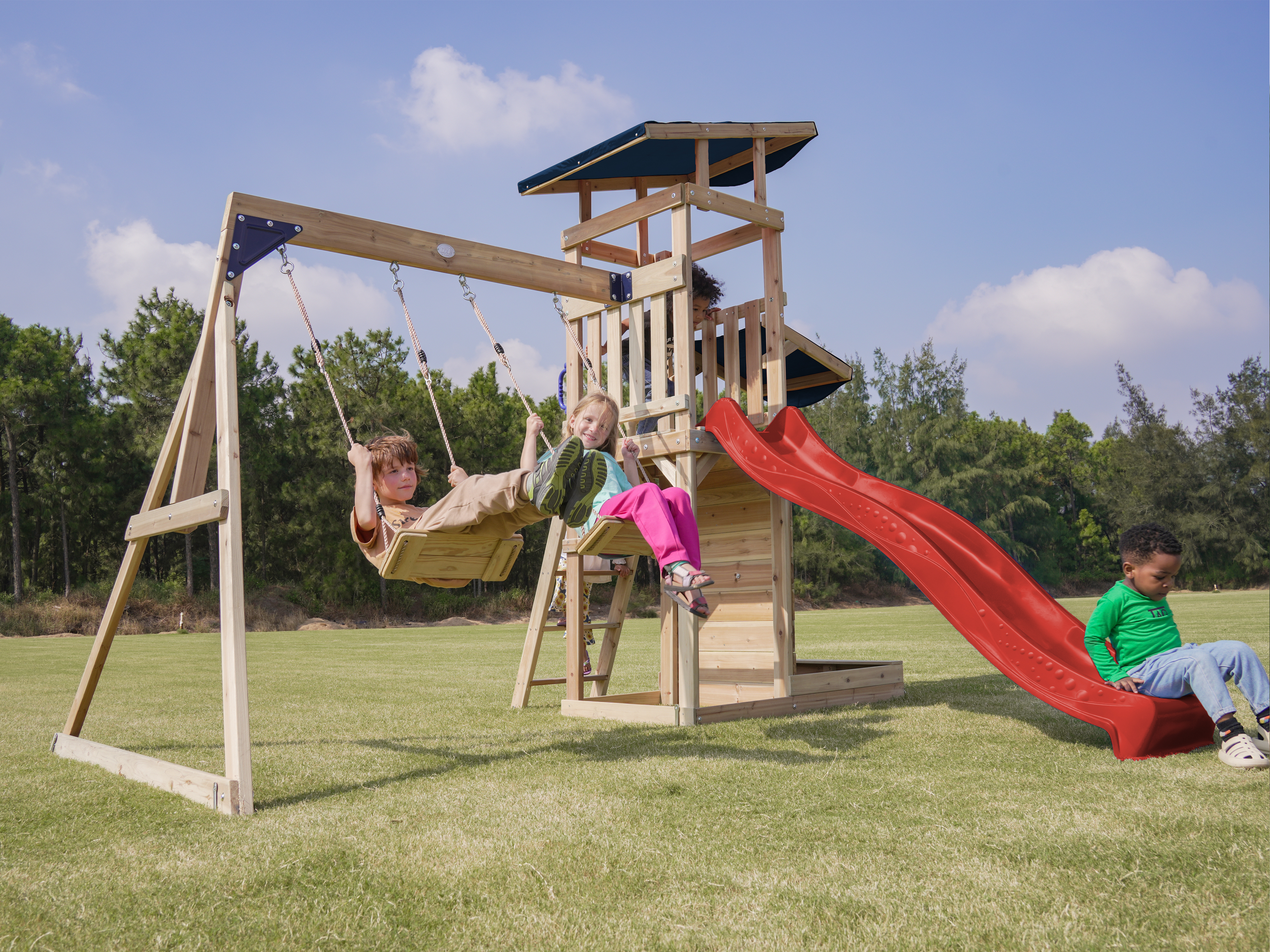 AXI Malik Play Set with Double Swing Brown - Red Slide 