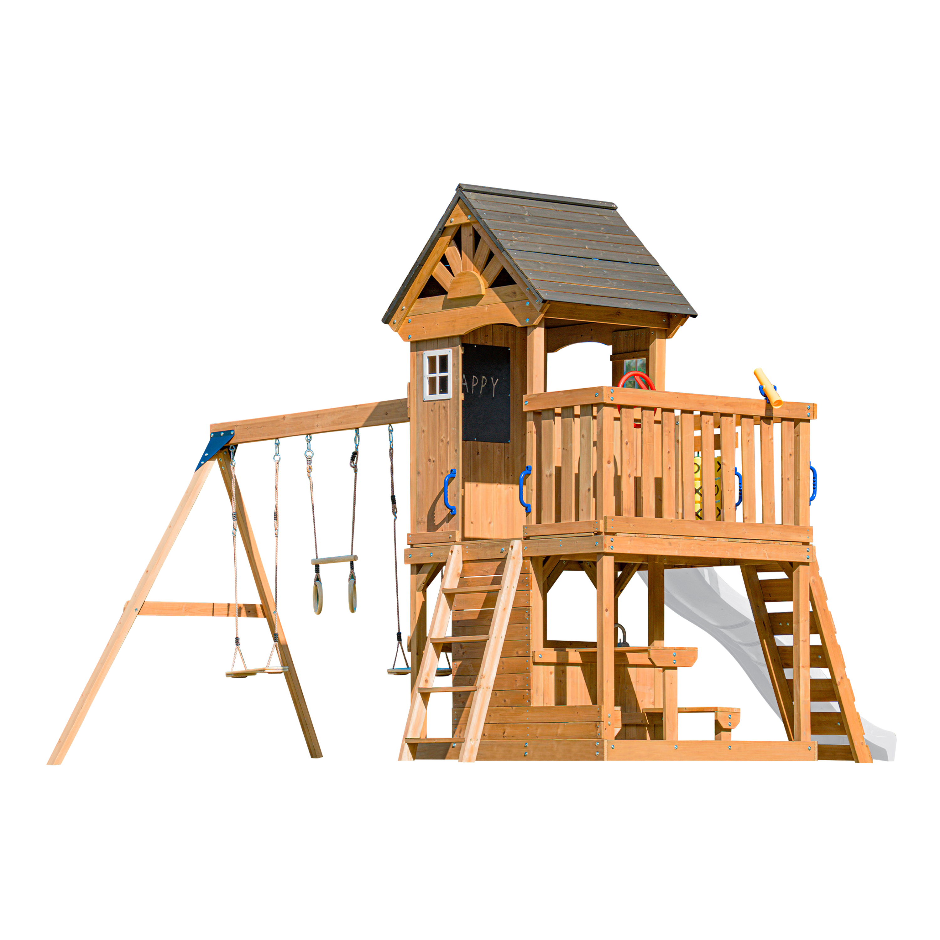 AXI Jack Climbing Frame with Double Swing and Trapeze – White Slide