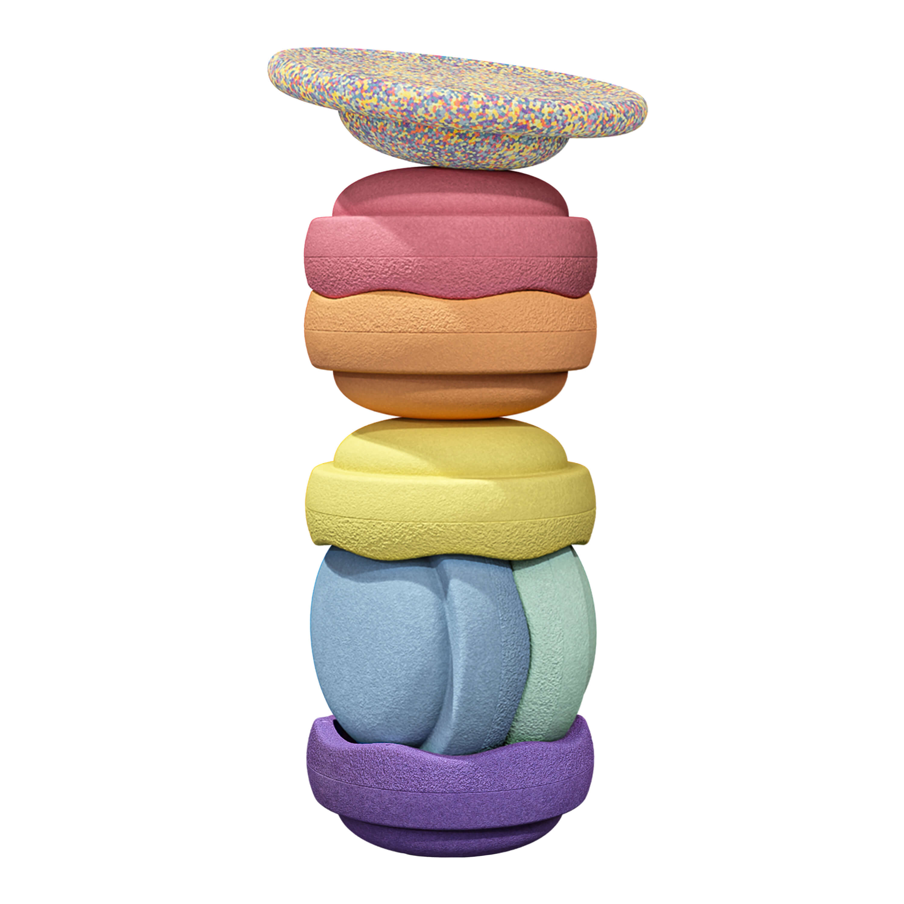 Stapelstein Rainbow Pastel 6er-Set + 1 Balance Board