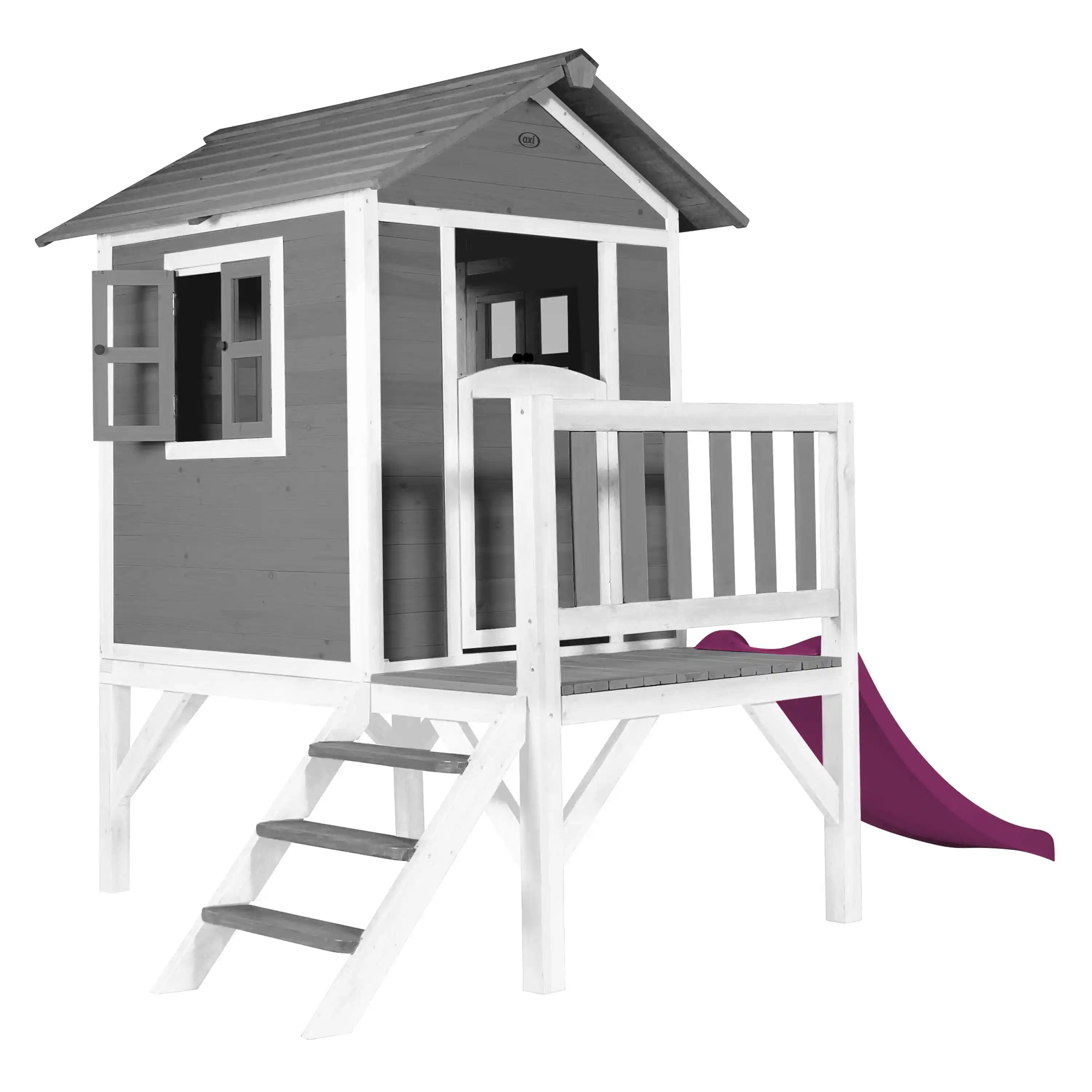 AXI Lodge XL Speelhuis Cool Grijs - Paarse Glijbaan