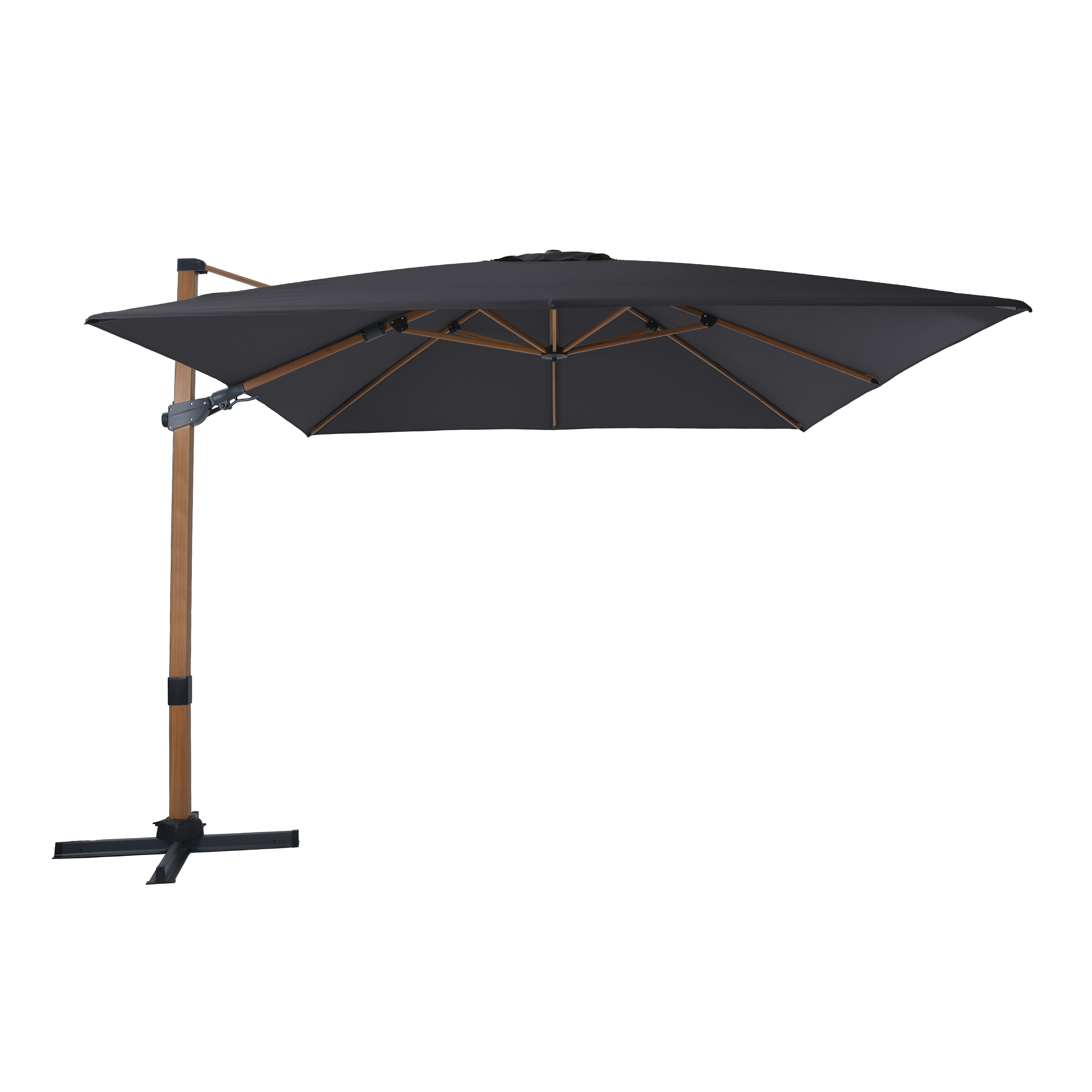 AXI Apollo Premium Zweefparasol 300x300cm Houtlook/grijs