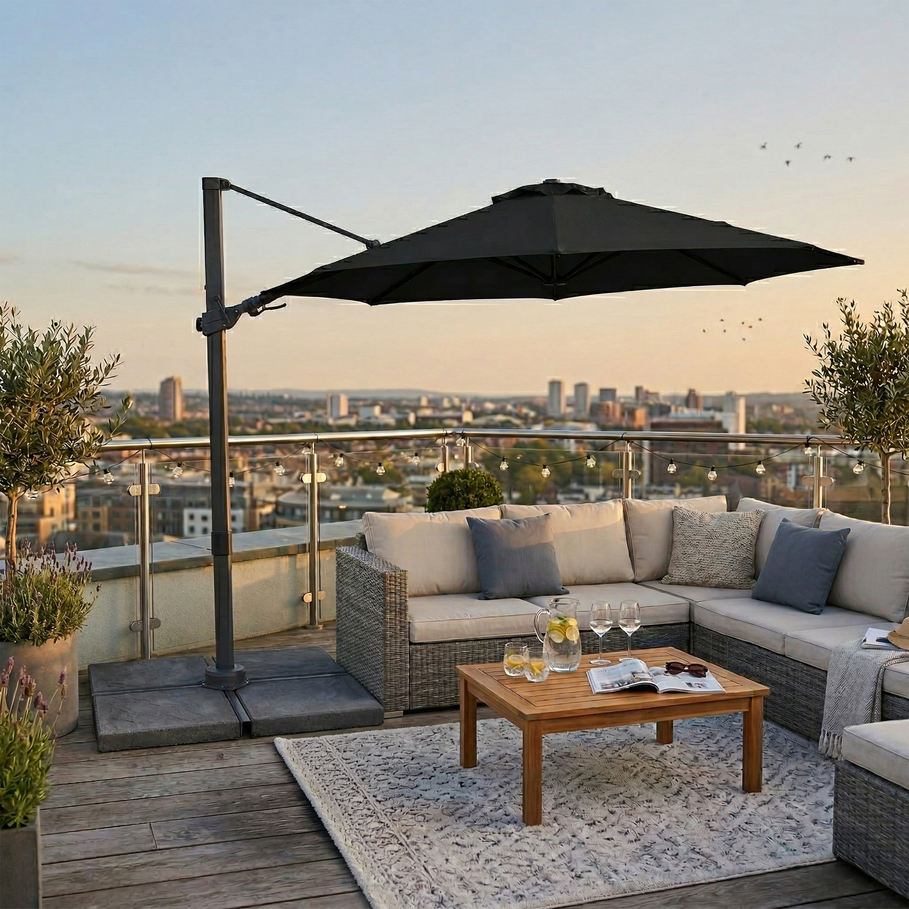 AXI Solis Cantilever Parasol Ø 300cm Anthracite/Grey