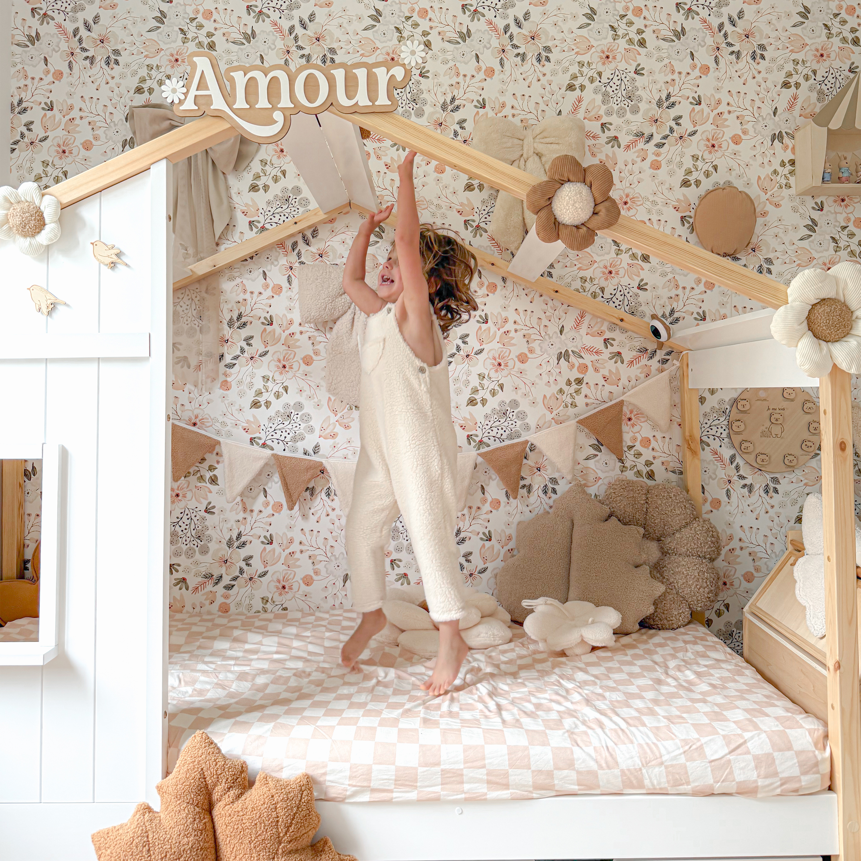 Sunny Beau House Bed with Storage Drawer Brown/White – With Mattress